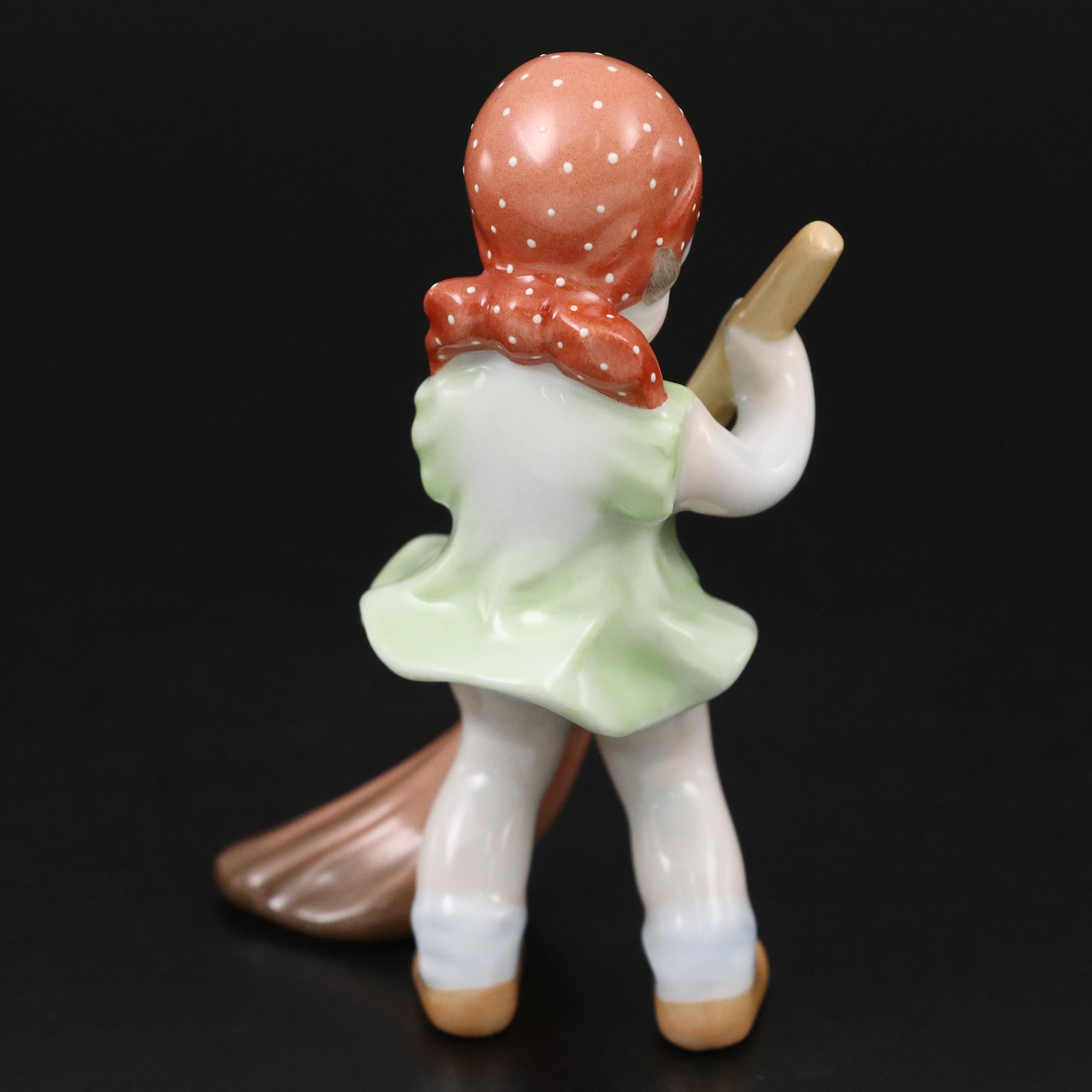 Herend Girl with a Broom Porcelain Figurine