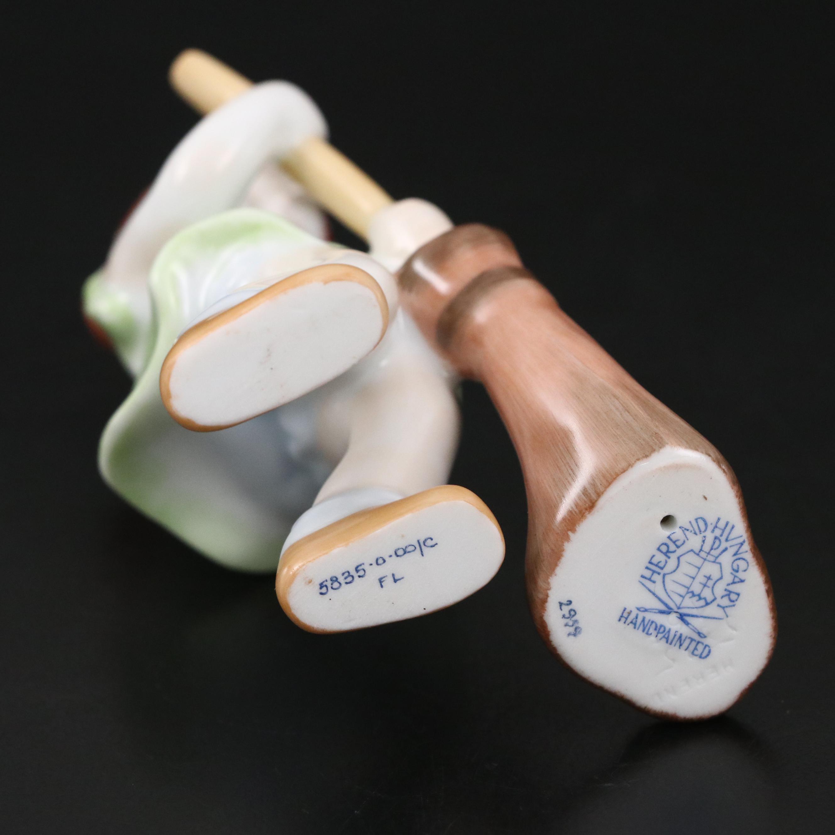 Herend Girl with a Broom Porcelain Figurine