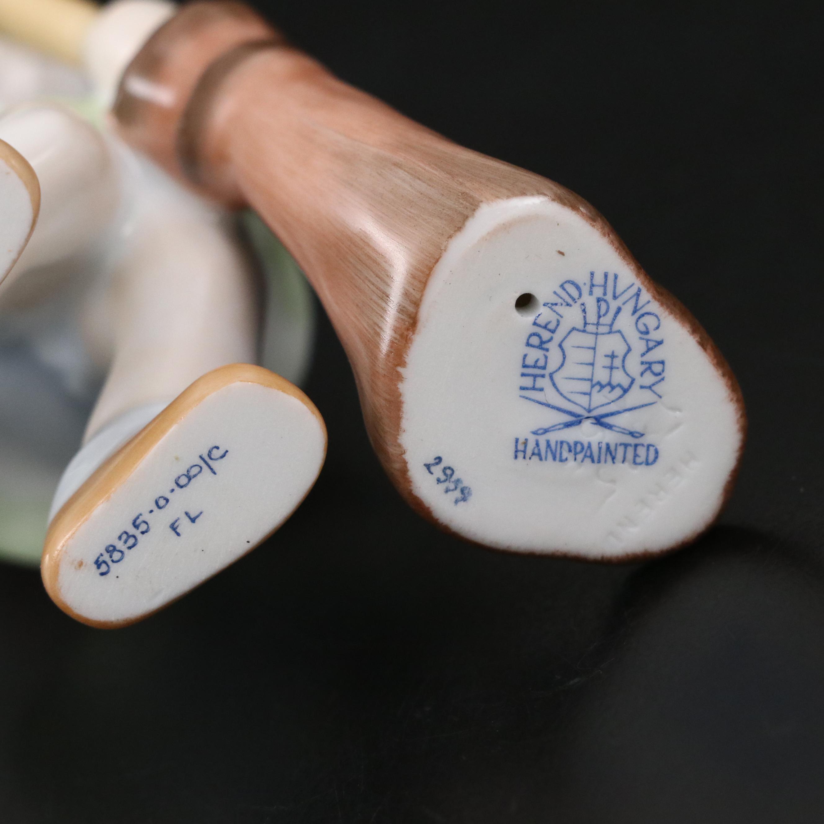 Herend Girl with a Broom Porcelain Figurine