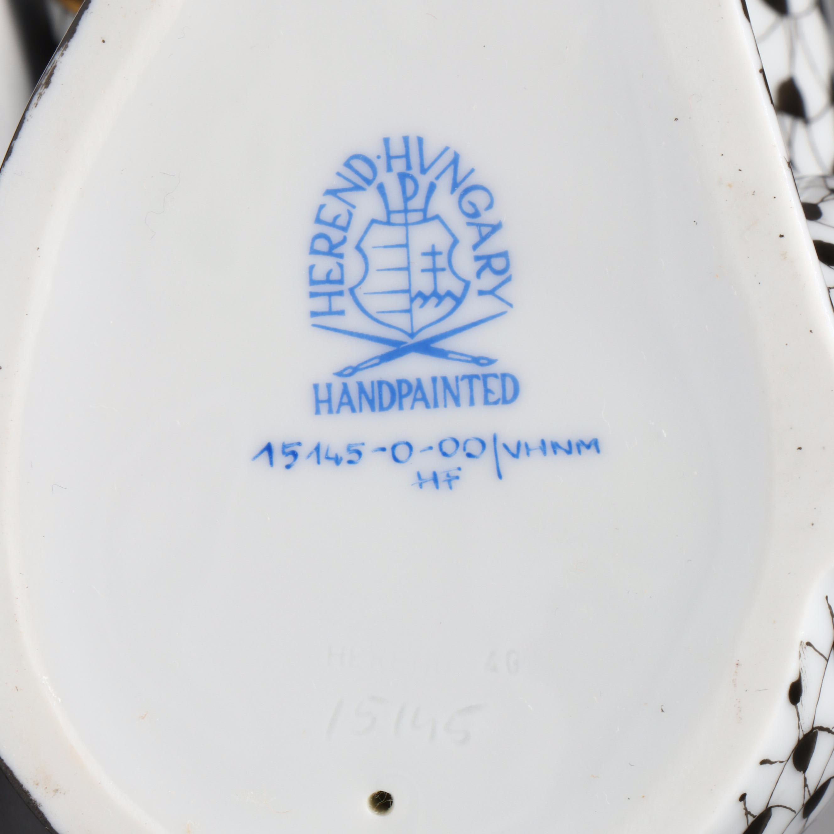 Herend Black Fishnet with Gold "Cheetah" Porcelain Figurine