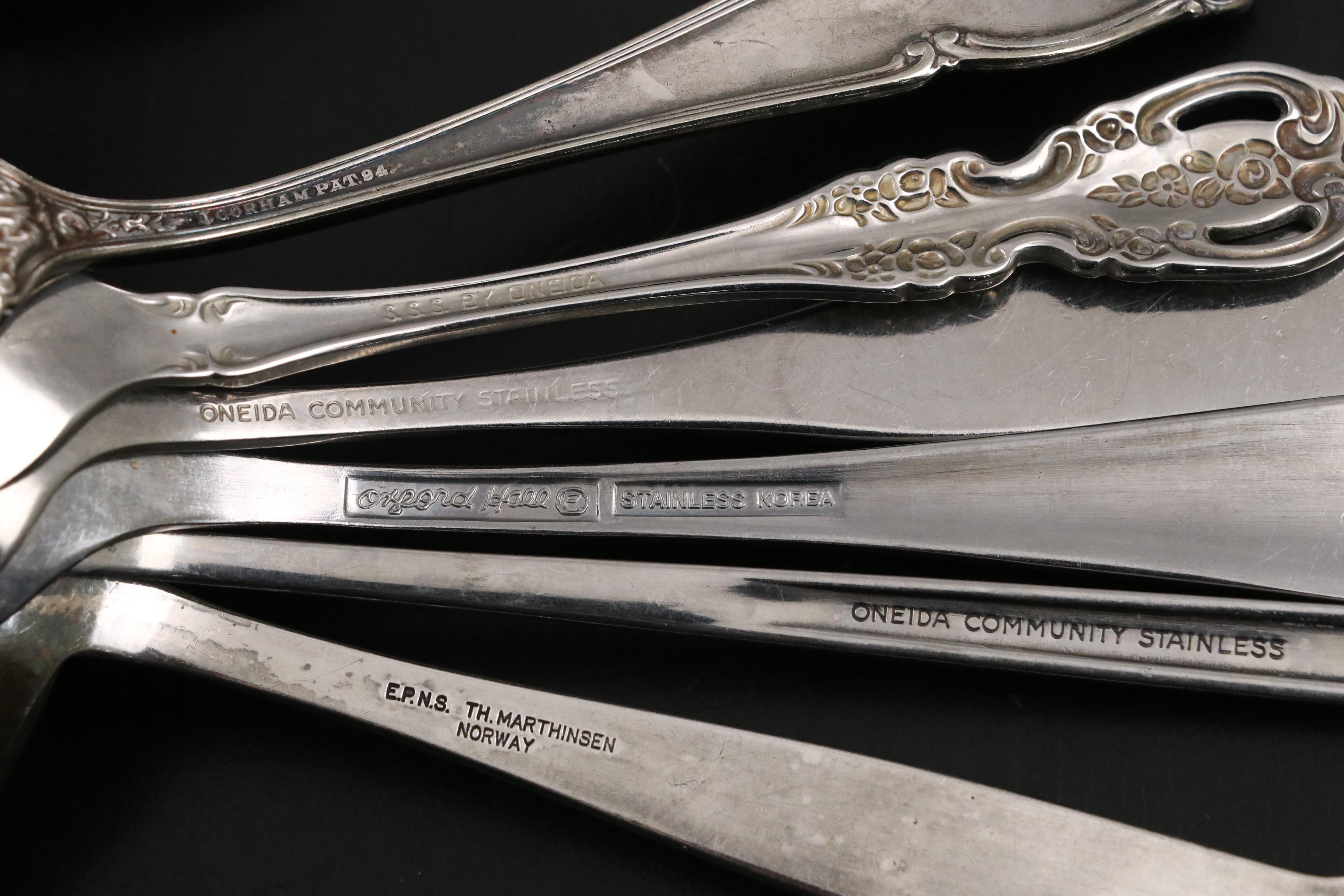 Oneida and Other Stainless Steel and Silver Plate Flatware