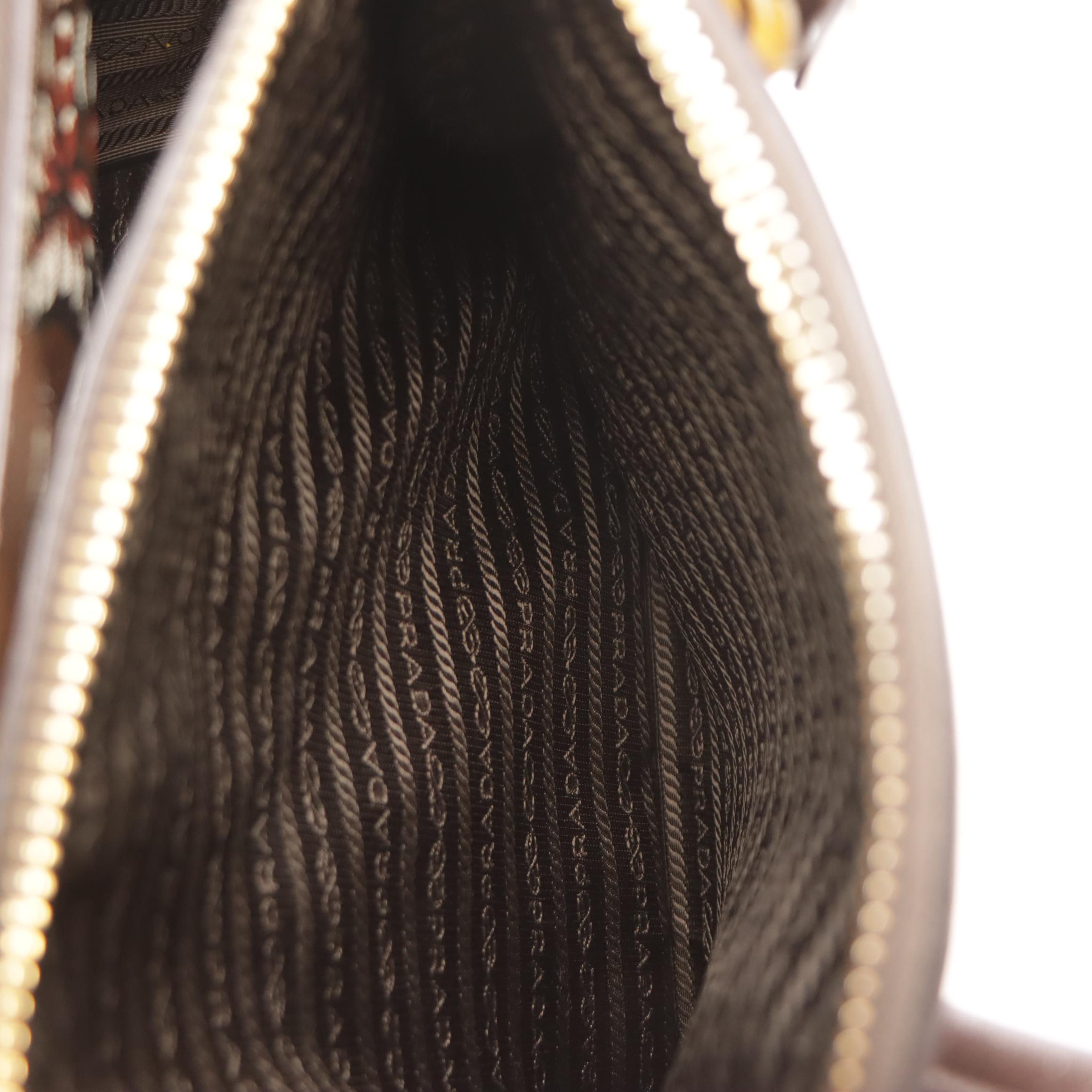 Prada Twin Zip Pocket Medium Tote in Cafe Floral Print Saffiano Leather