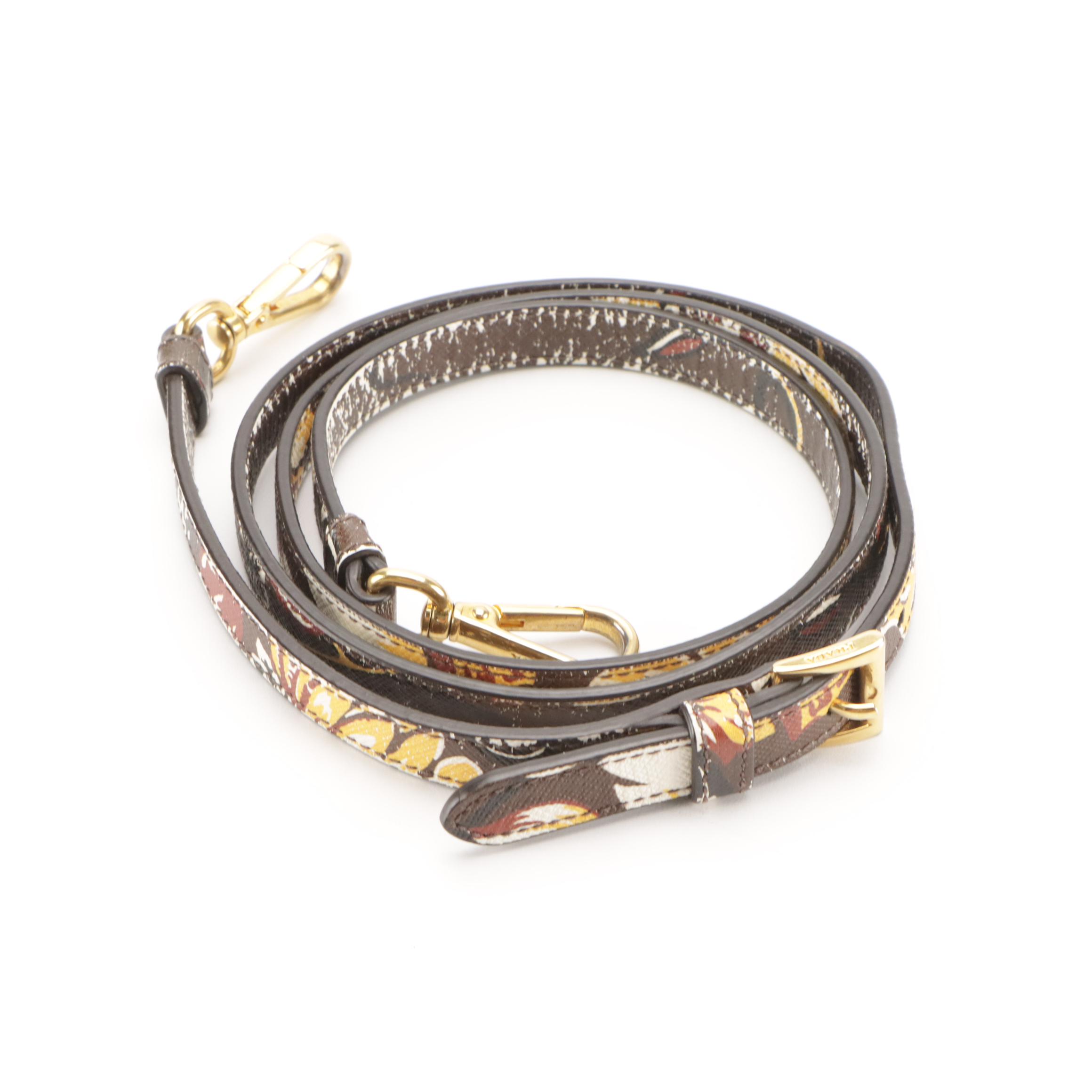 Prada Twin Zip Pocket Medium Tote in Cafe Floral Print Saffiano Leather