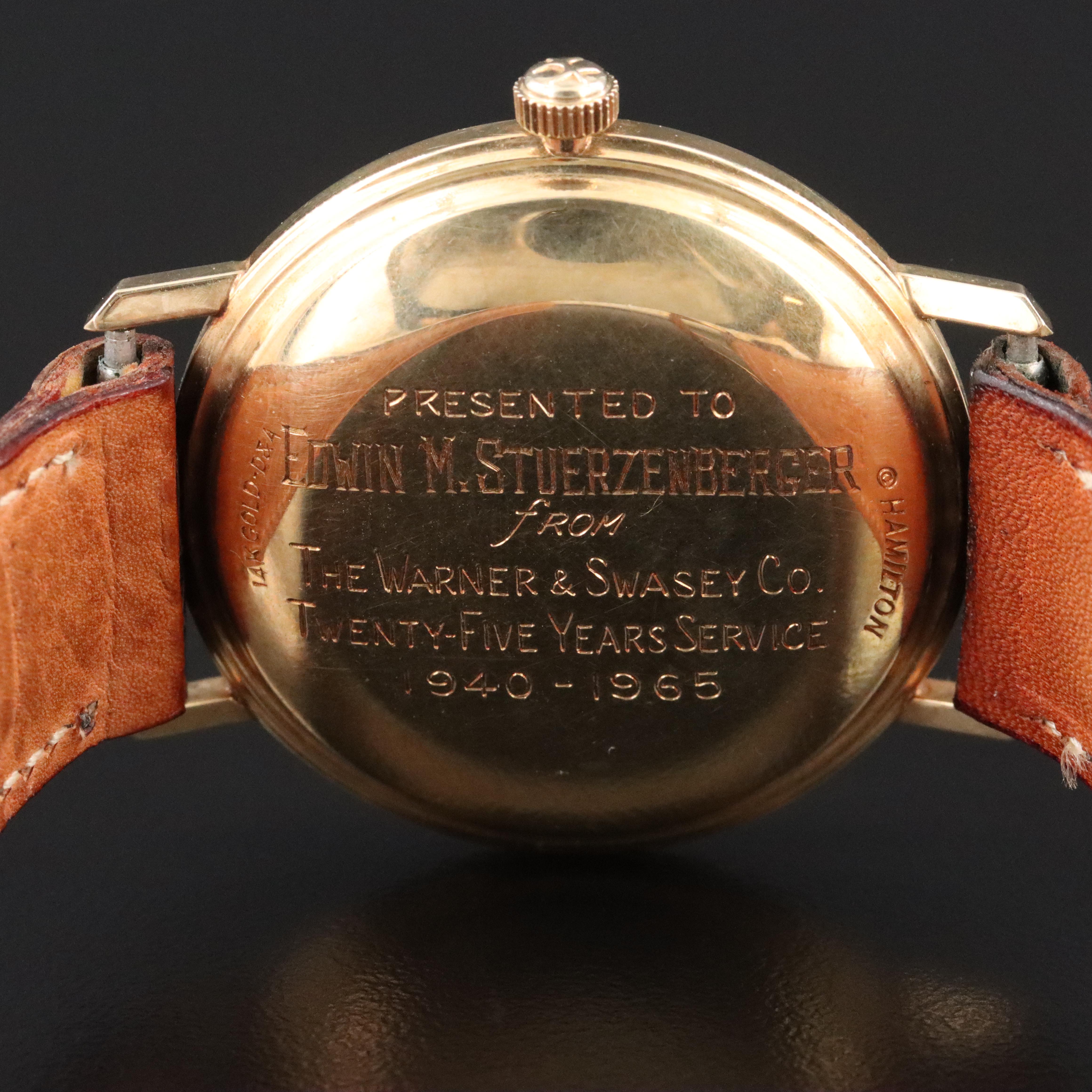 Hamilton 14K Gold 25 Year Service Award Watch