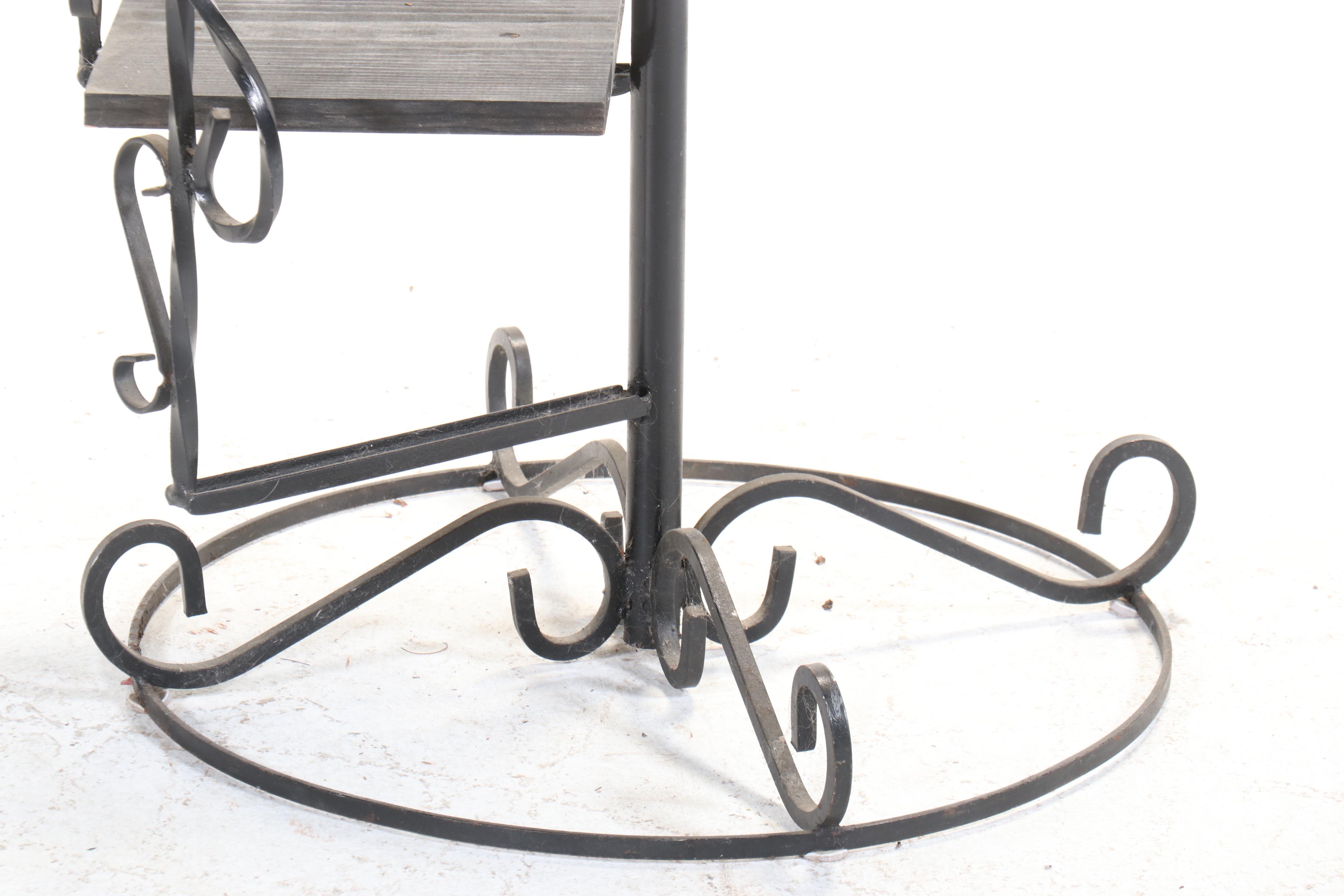 Spanish Baroque Style Wrought Iron Spiral Plant Stand, Mid to Late 20th Century
