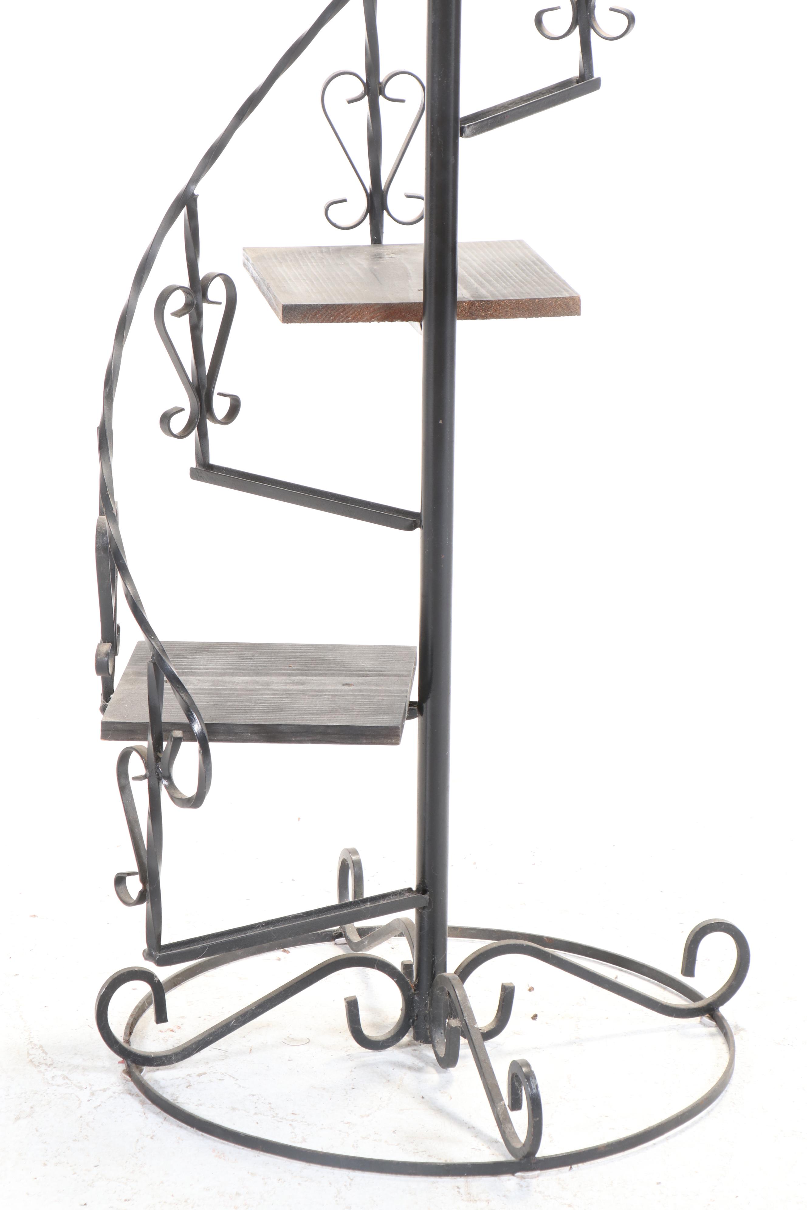 Spanish Baroque Style Wrought Iron Spiral Plant Stand, Mid to Late 20th Century