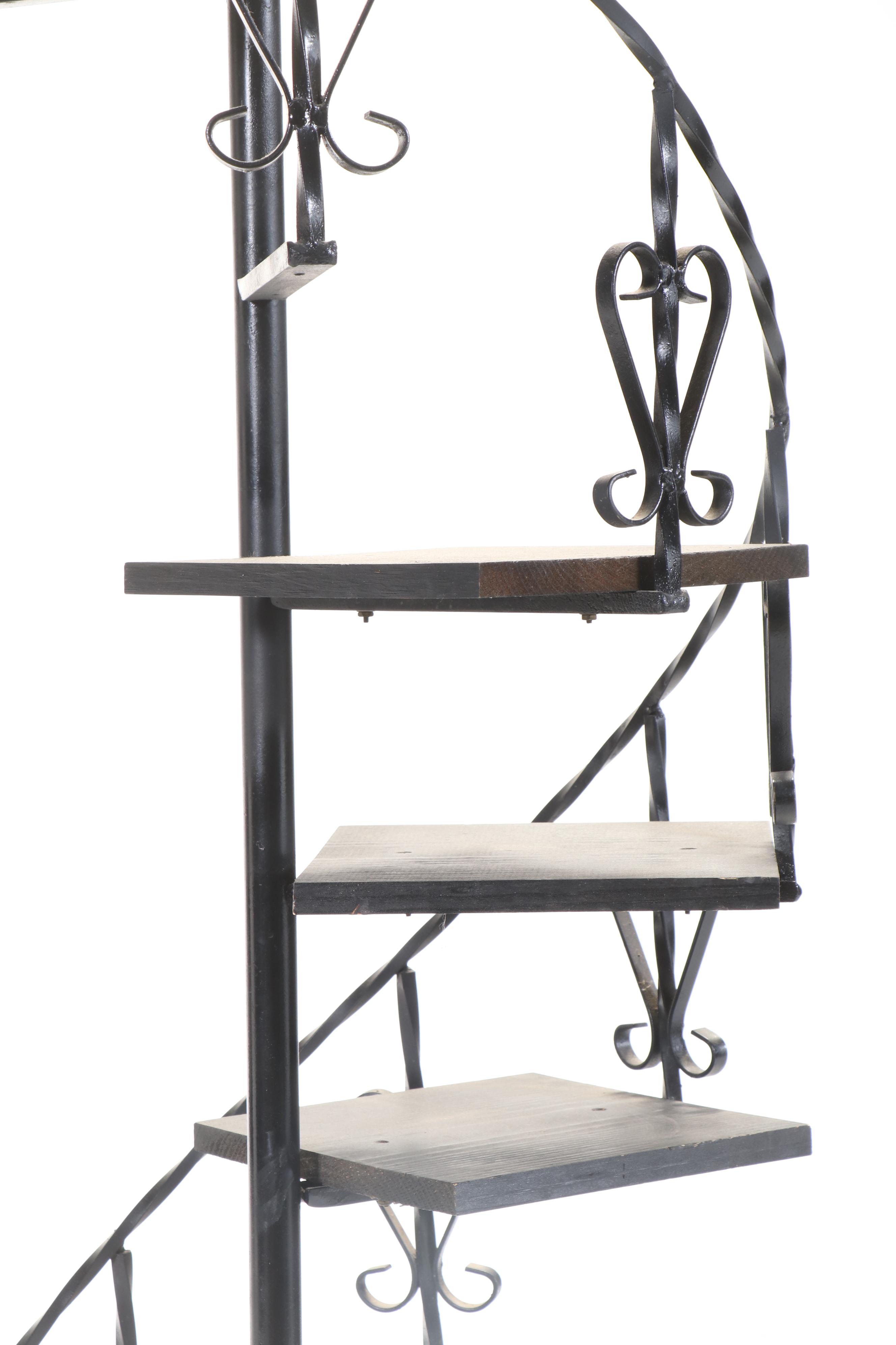 Spanish Baroque Style Wrought Iron Spiral Plant Stand, Mid to Late 20th Century