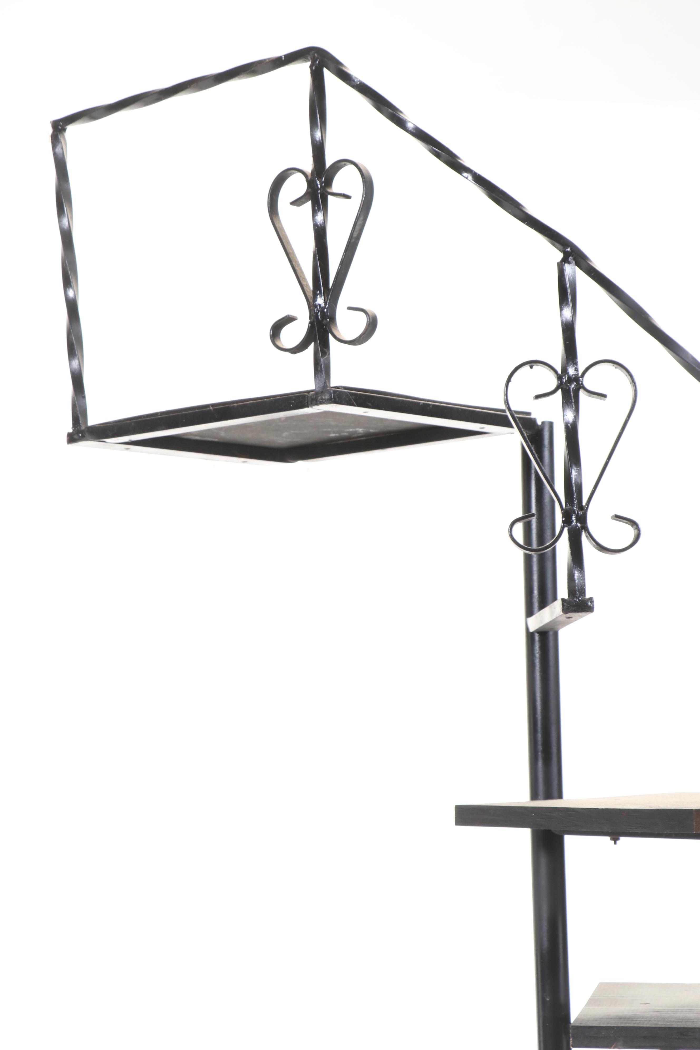 Spanish Baroque Style Wrought Iron Spiral Plant Stand, Mid to Late 20th Century