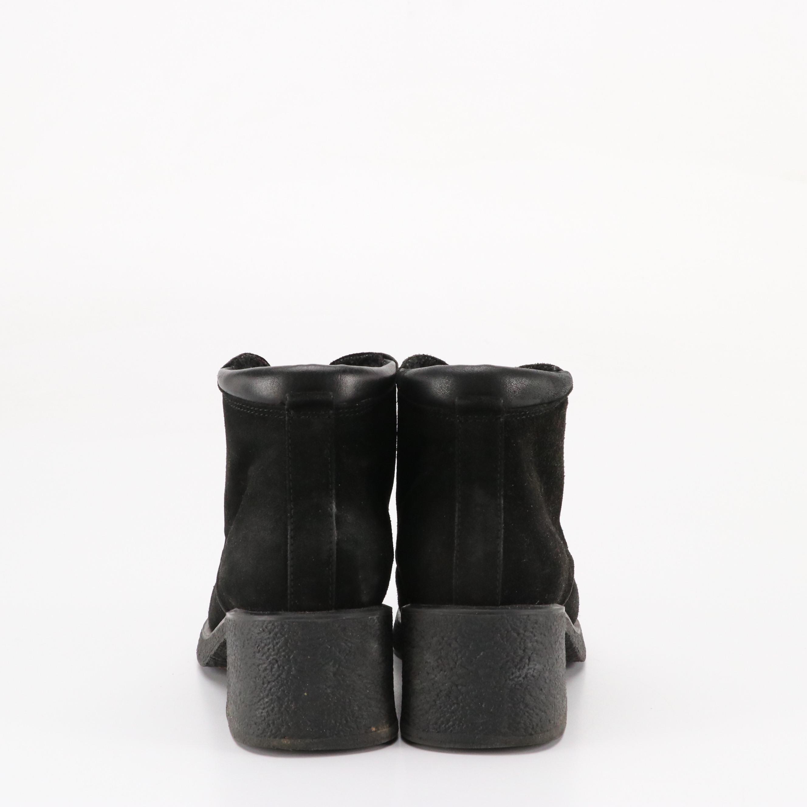 Aquatalia by Marvin K. Black Suede Block Heel Booties in Box
