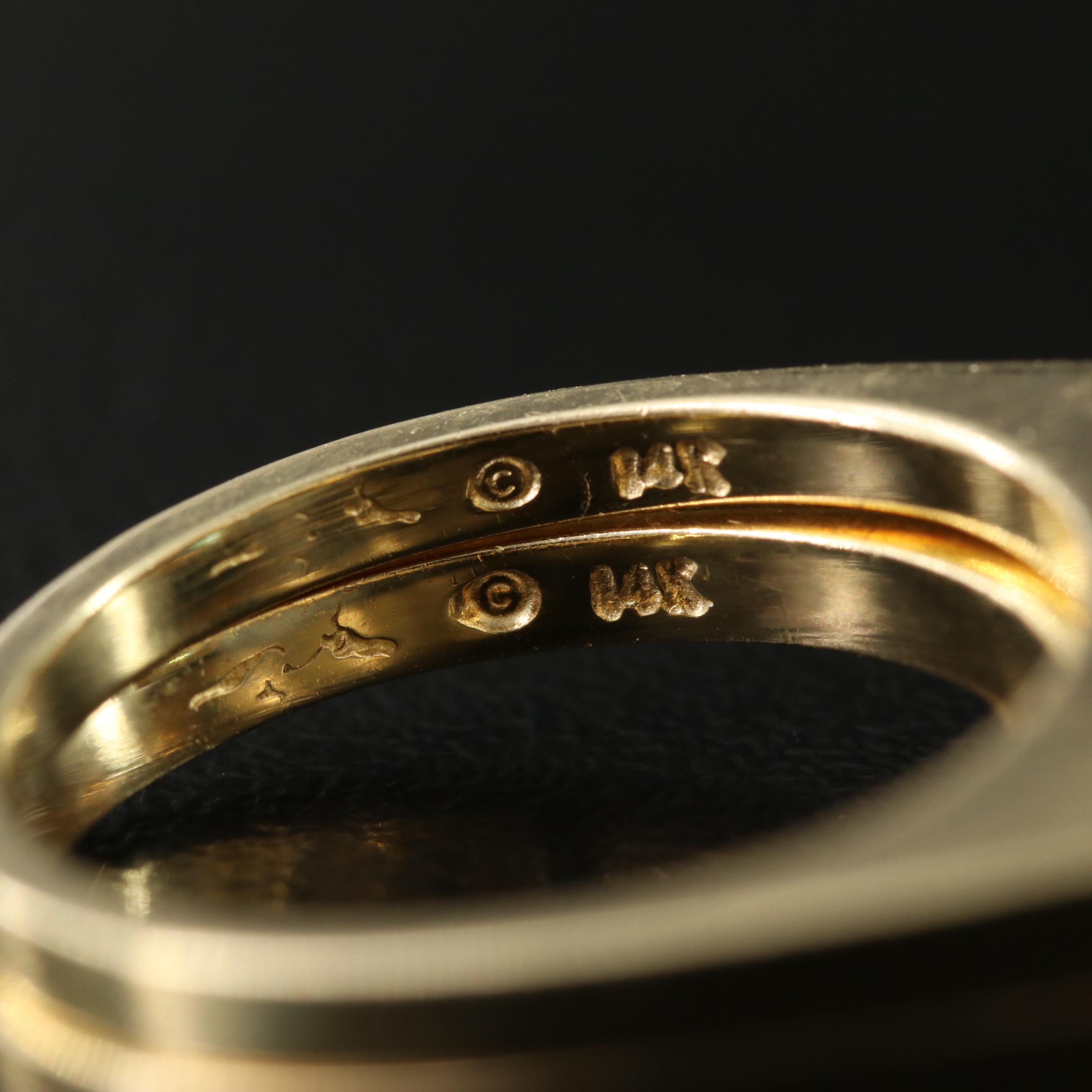 14K Swiss Blue Topaz, Citrine and Tourmaline Stacking Rings