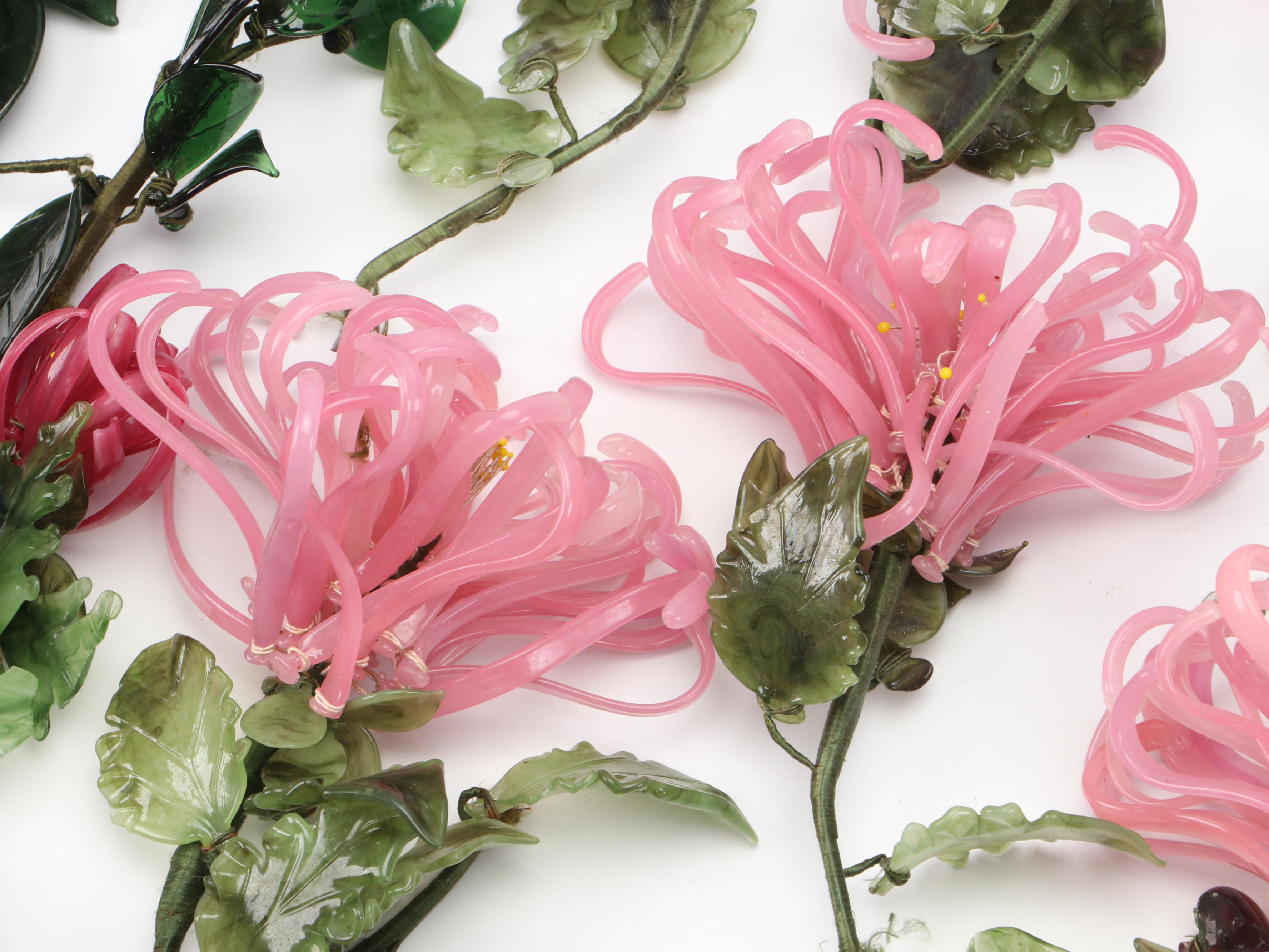 Chinese Traditional Art Glass Flowers, 20th Century