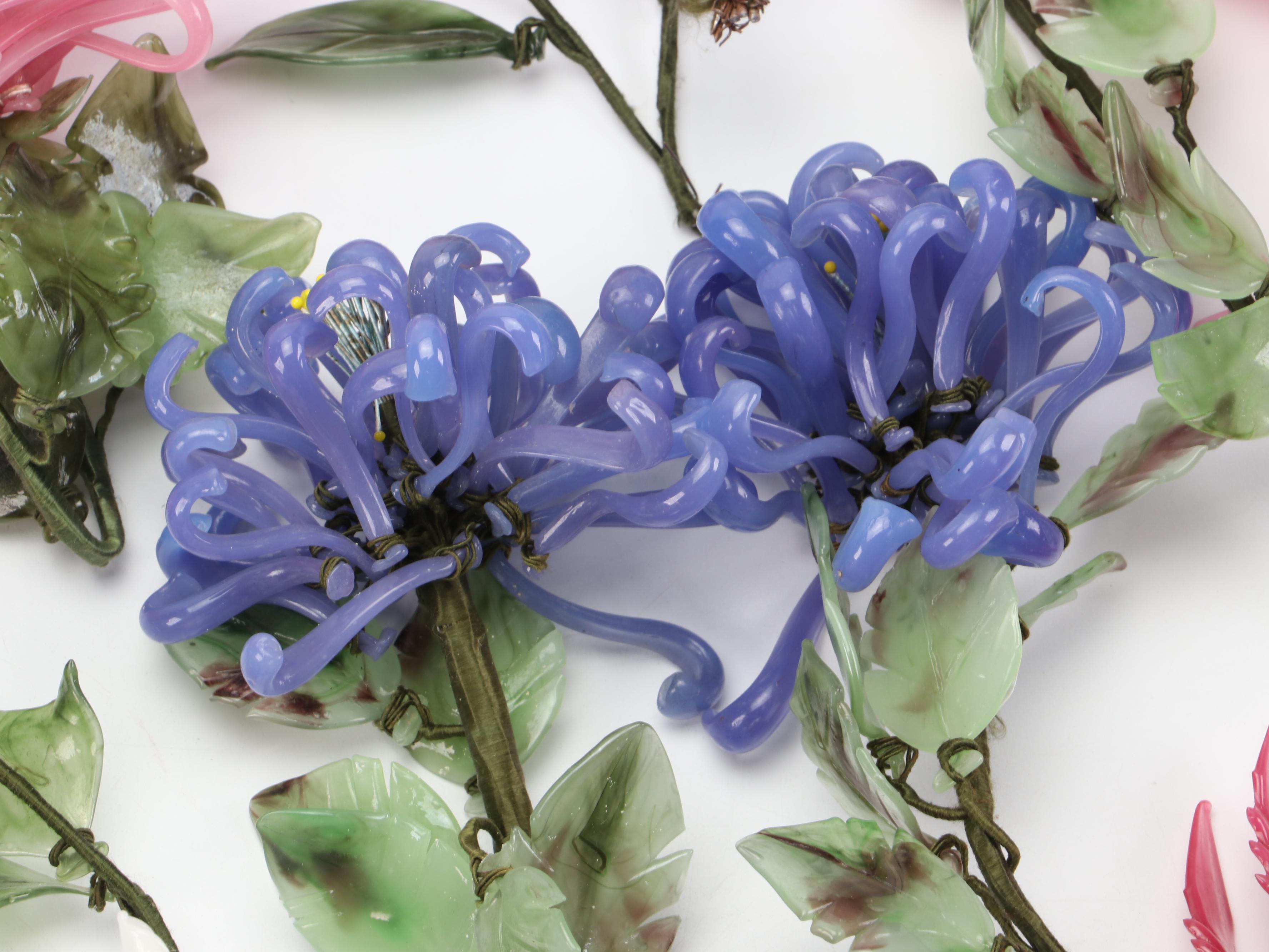 Chinese Traditional Art Glass Flowers, 20th Century