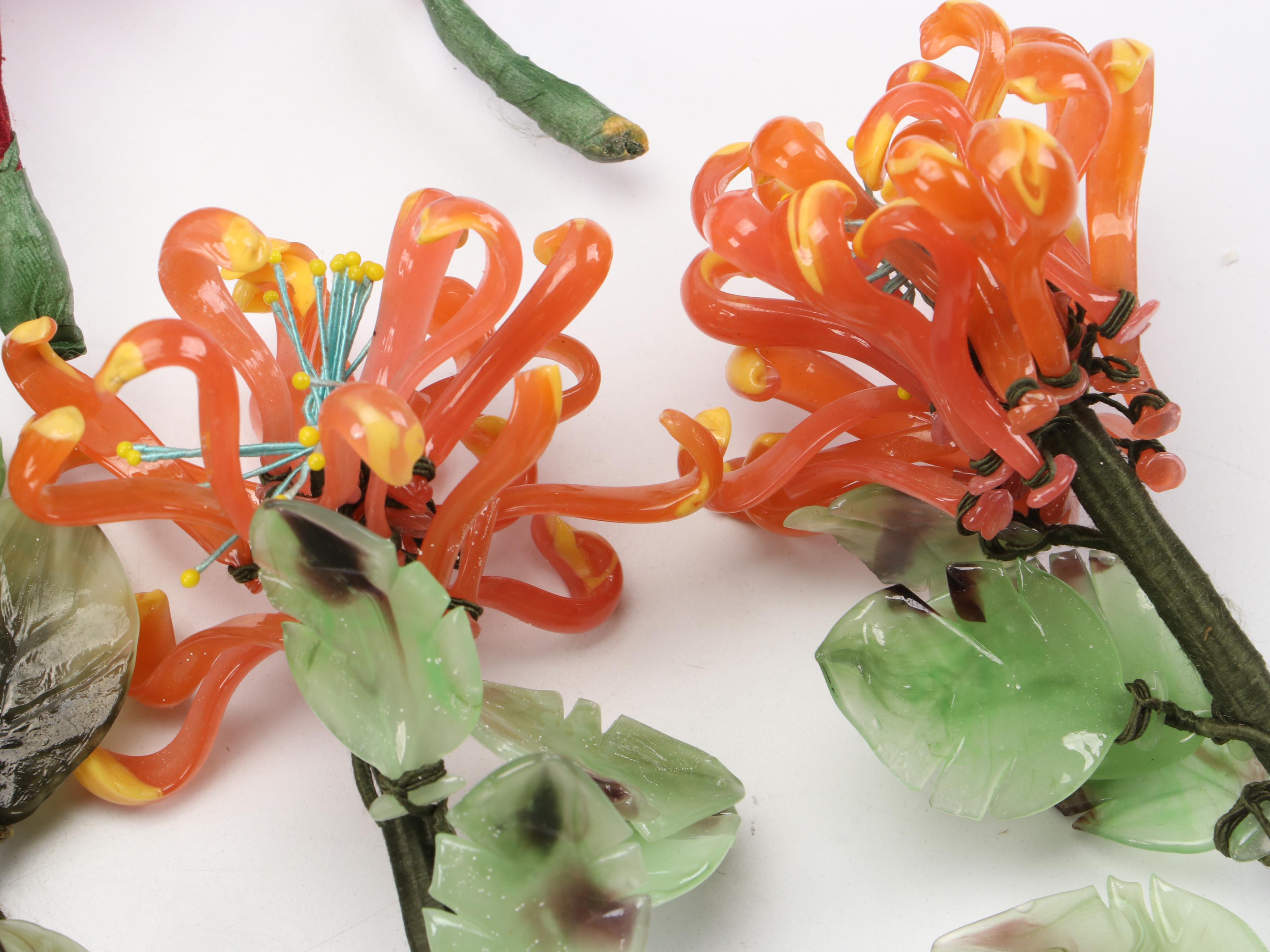 Chinese Traditional Art Glass Flowers, 20th Century