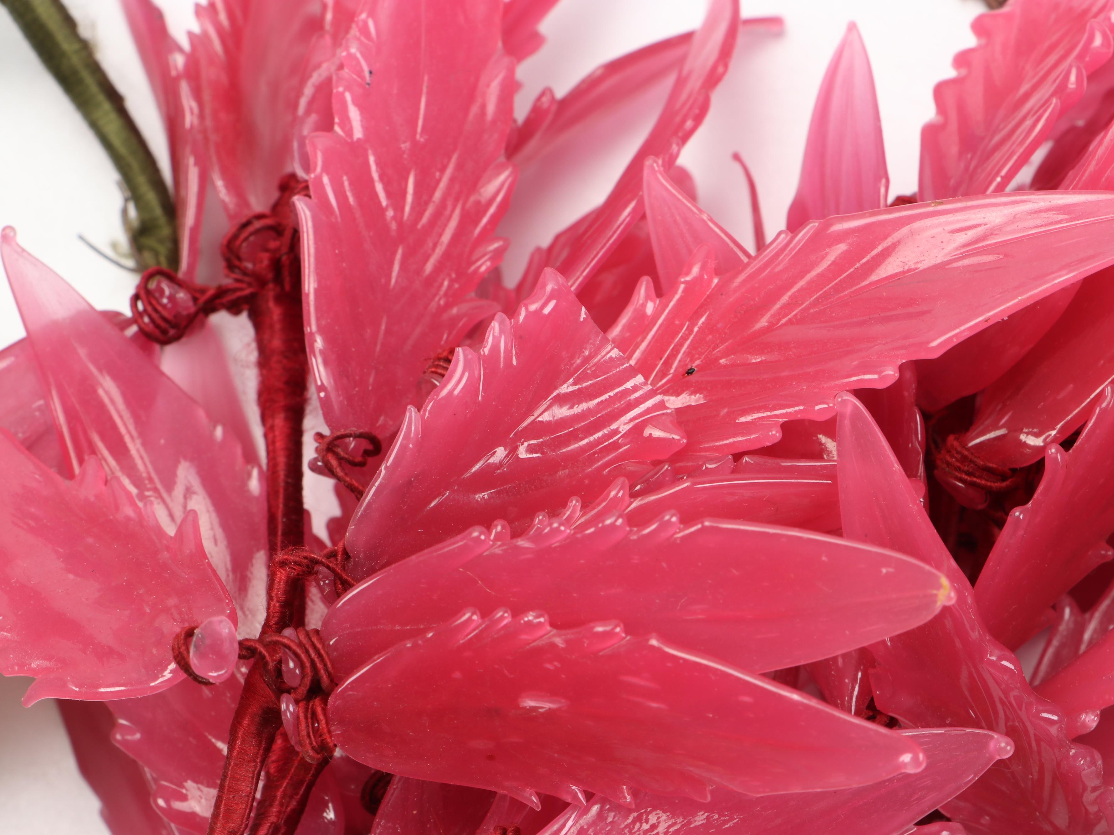 Chinese Traditional Art Glass Flowers, 20th Century