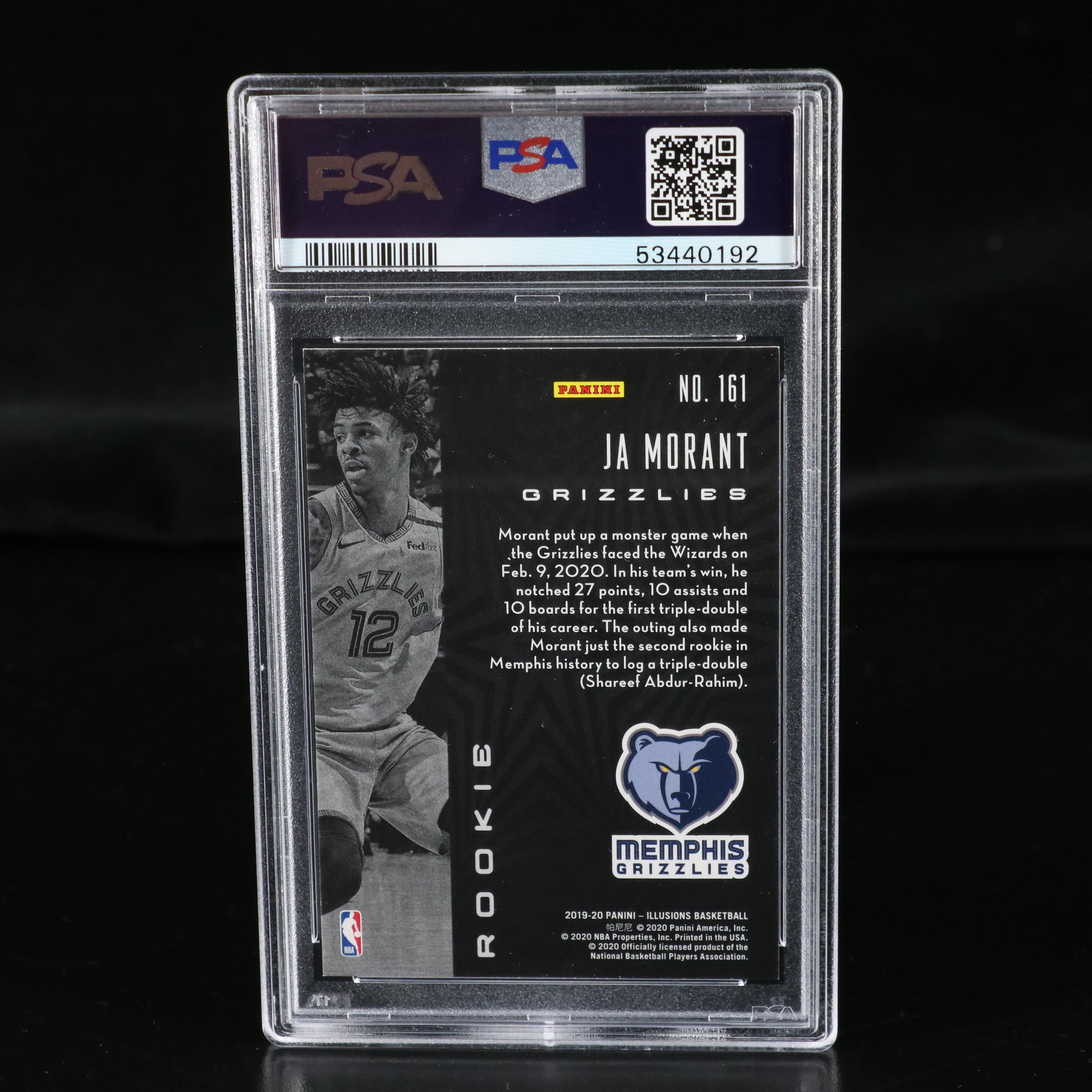 2019 Illusions Ja Morant Memphis Grizzlies Rookie Basketball Card Graded PSA 10
