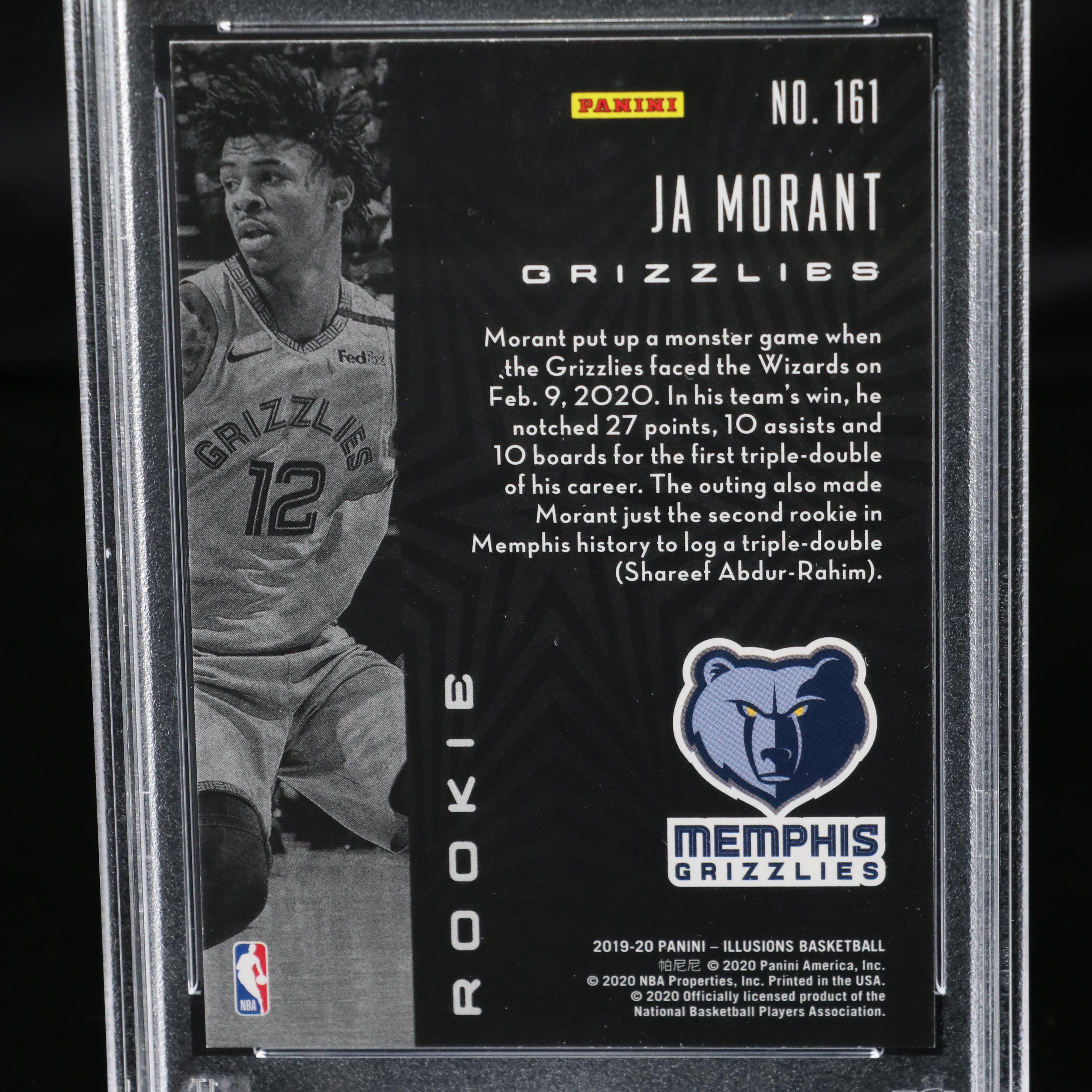2019 Illusions Ja Morant Memphis Grizzlies Rookie Basketball Card Graded PSA 10