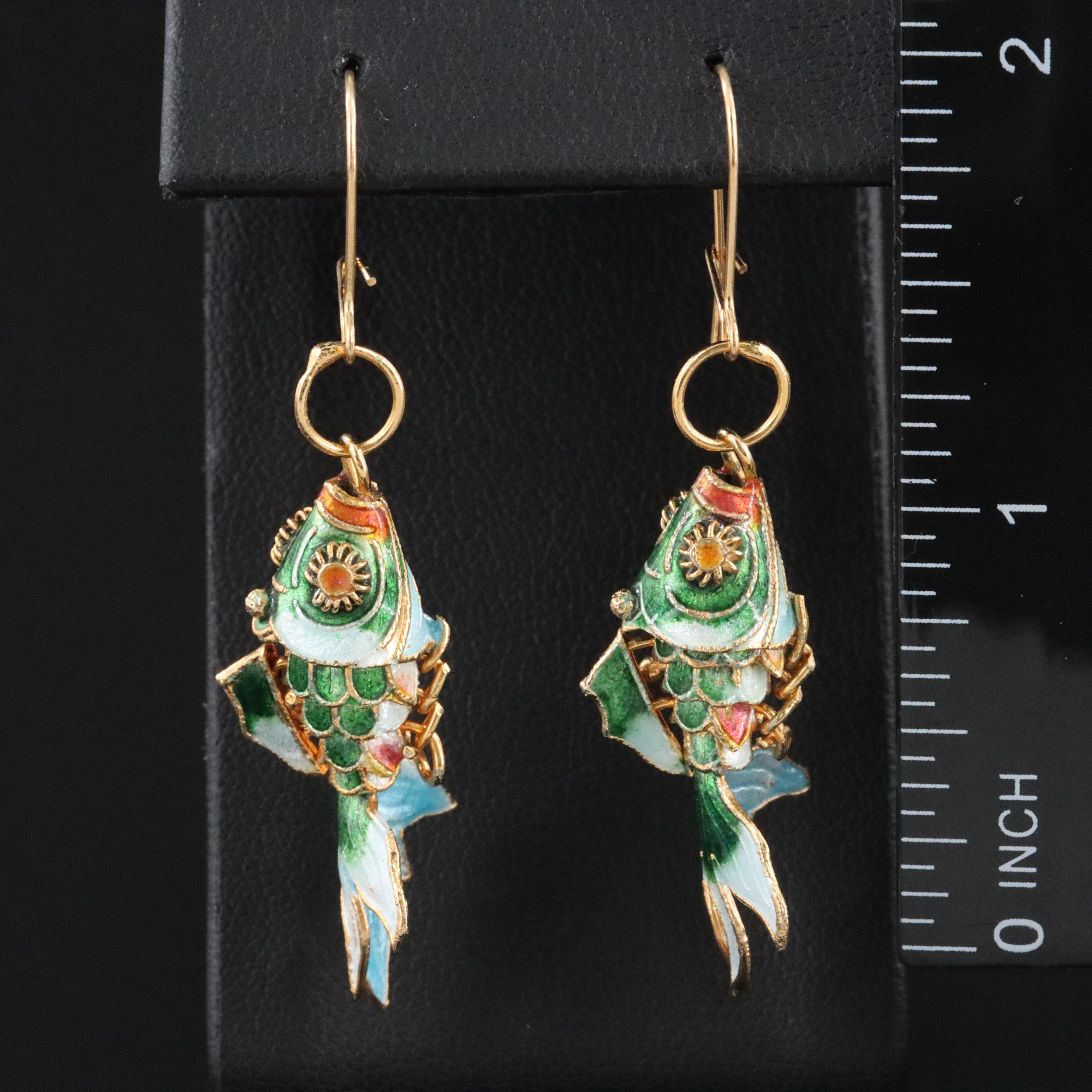 Articulated Cloisonné Fish Earrings