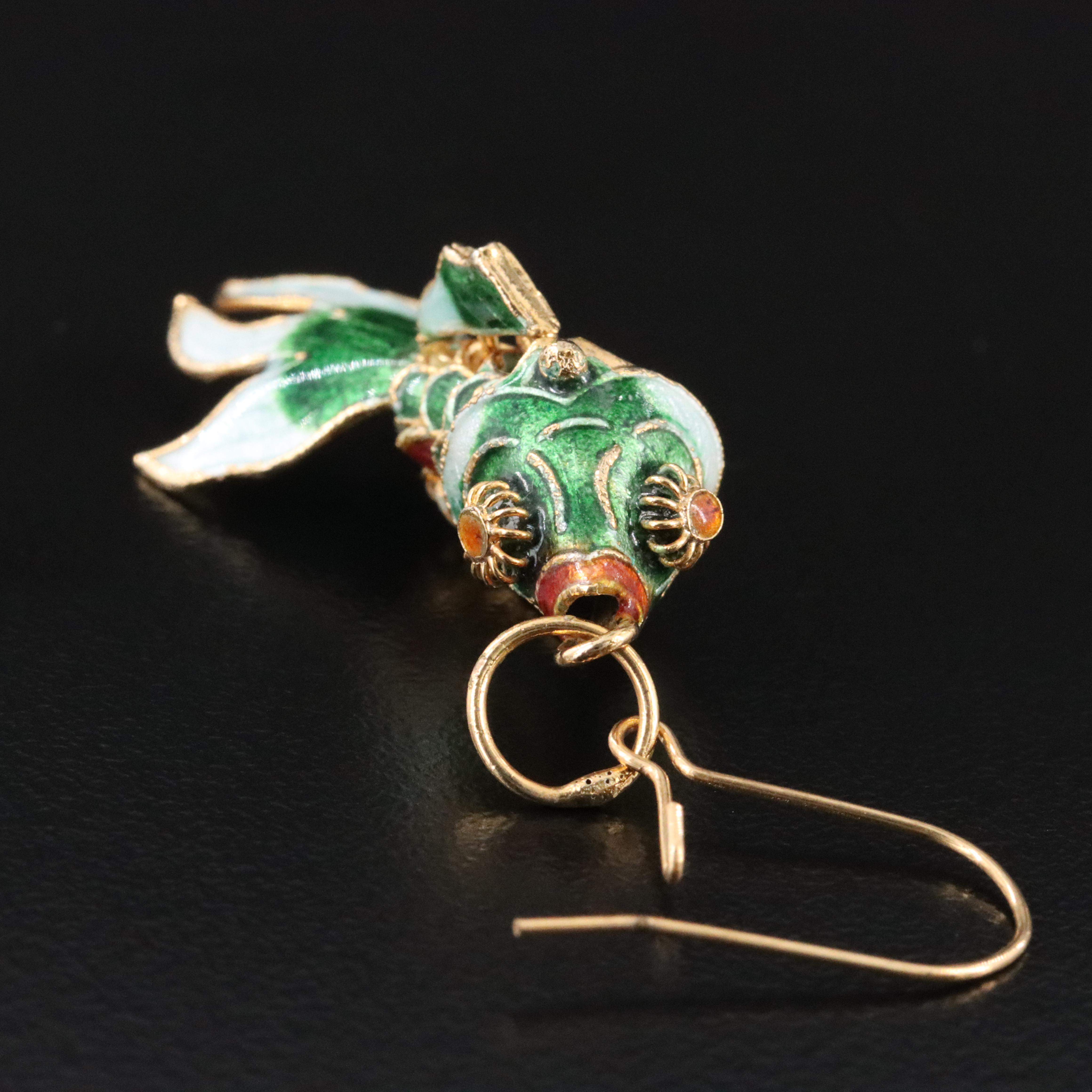 Articulated Cloisonné Fish Earrings