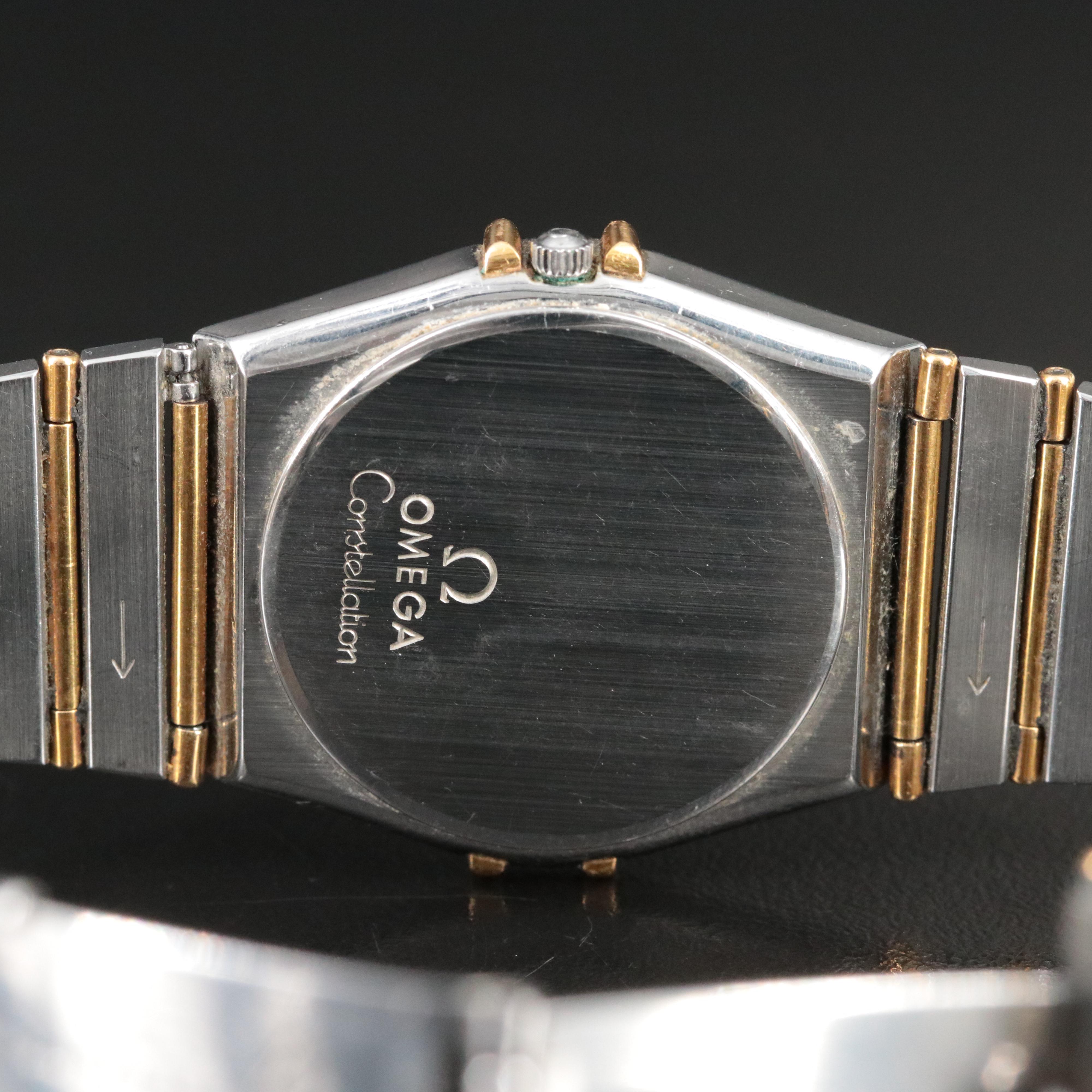 18K and Stainless Steel Omega Constellation Day-Date Quartz Watch