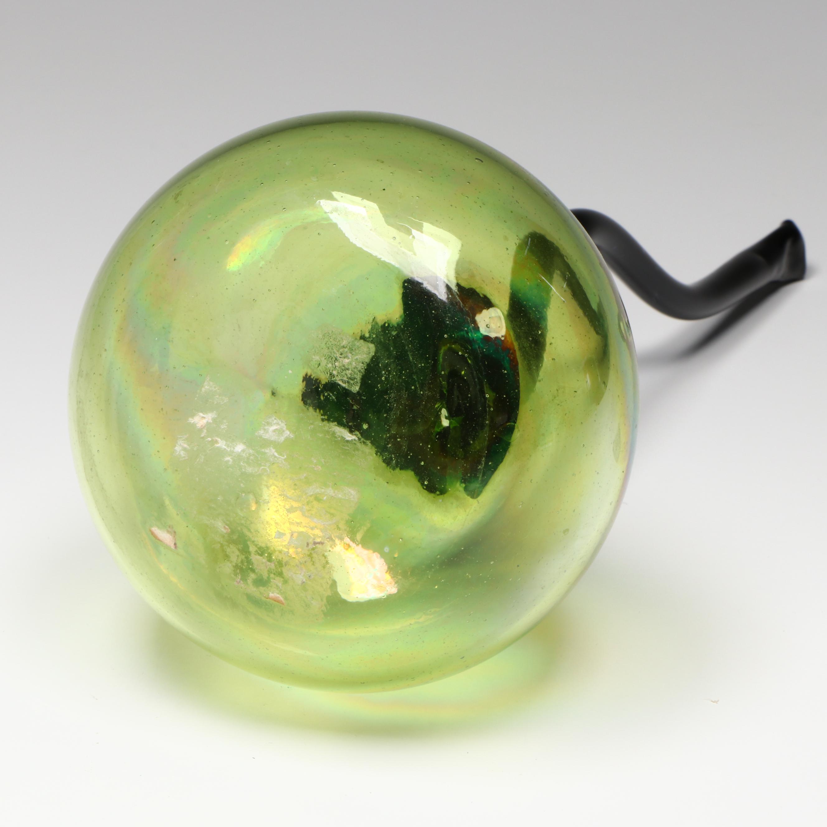 Iridescent Blown Art Glass Cherry With Stem