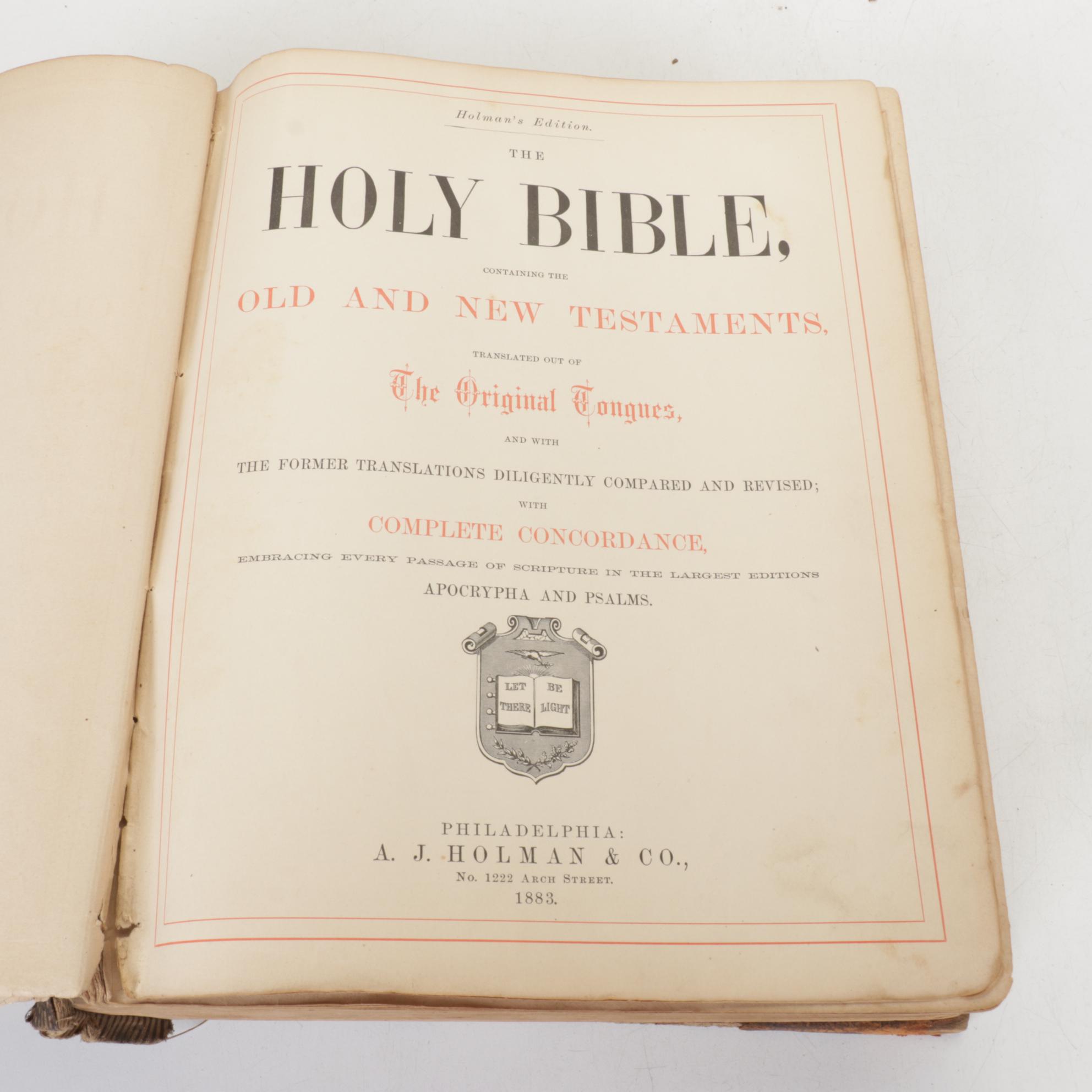 Holman's Edition of "The Holy Bible", 1883, with a Welsh Language Bible