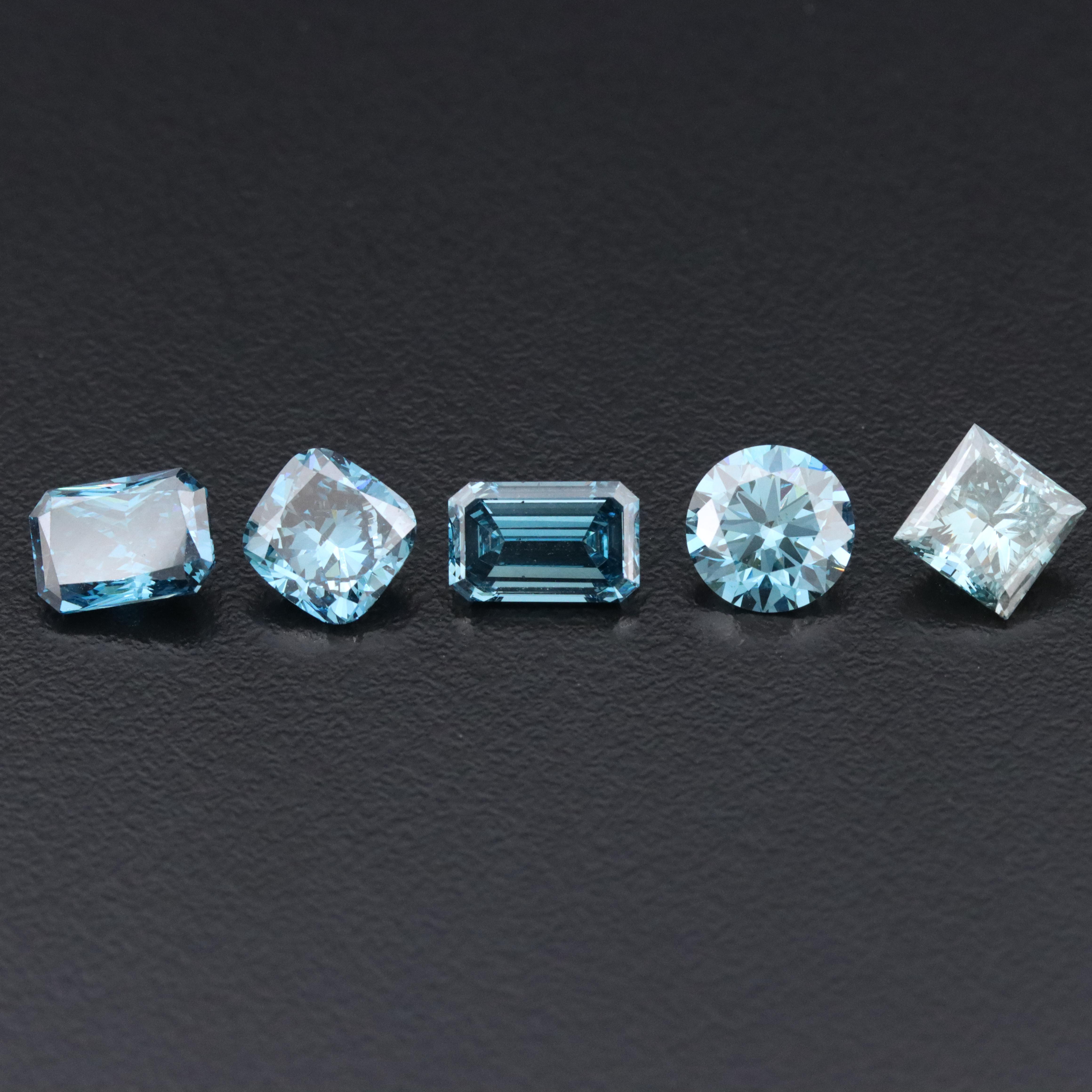 Loose 7.79 CTW Lab Grown Fancy Blue Diamonds