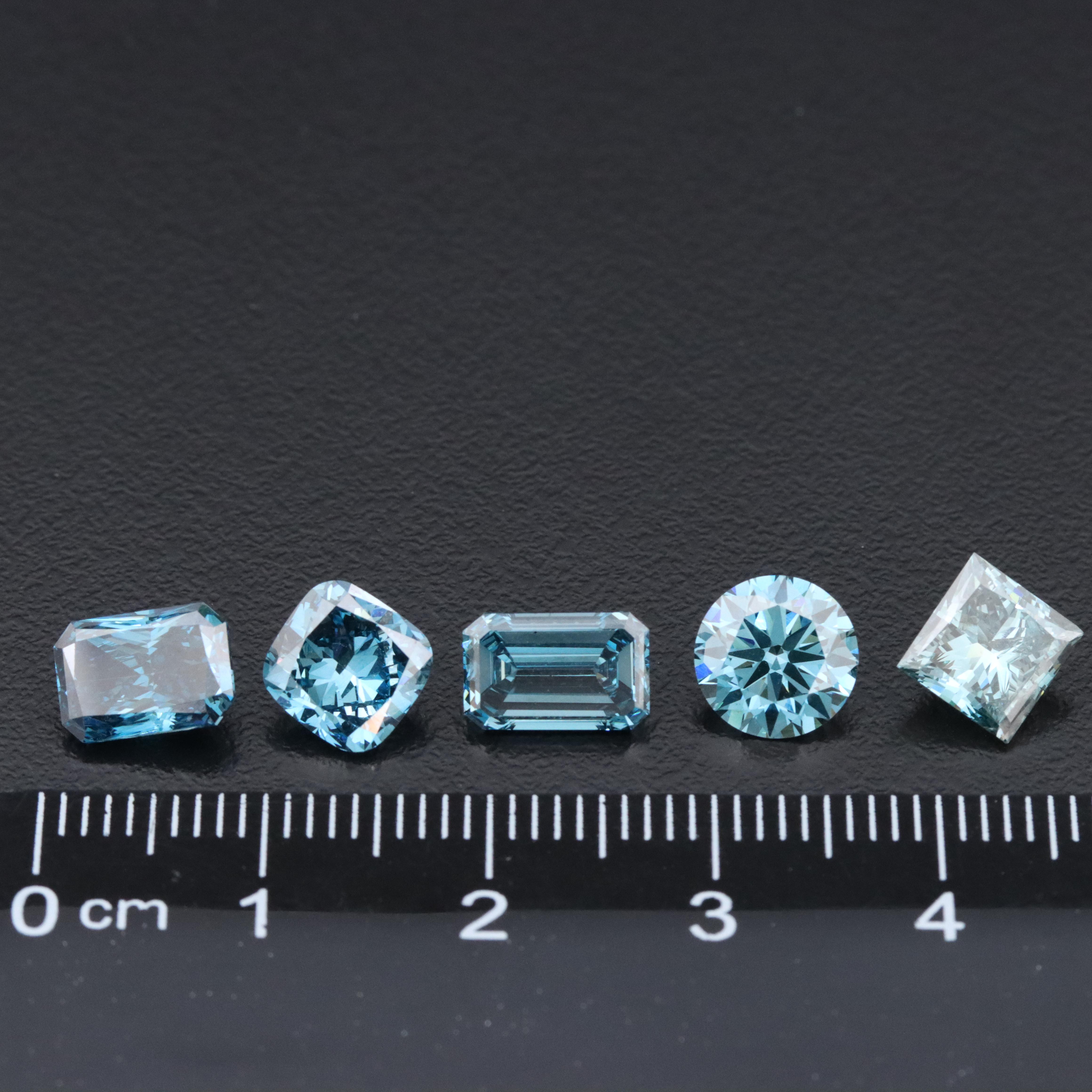 Loose 7.79 CTW Lab Grown Fancy Blue Diamonds