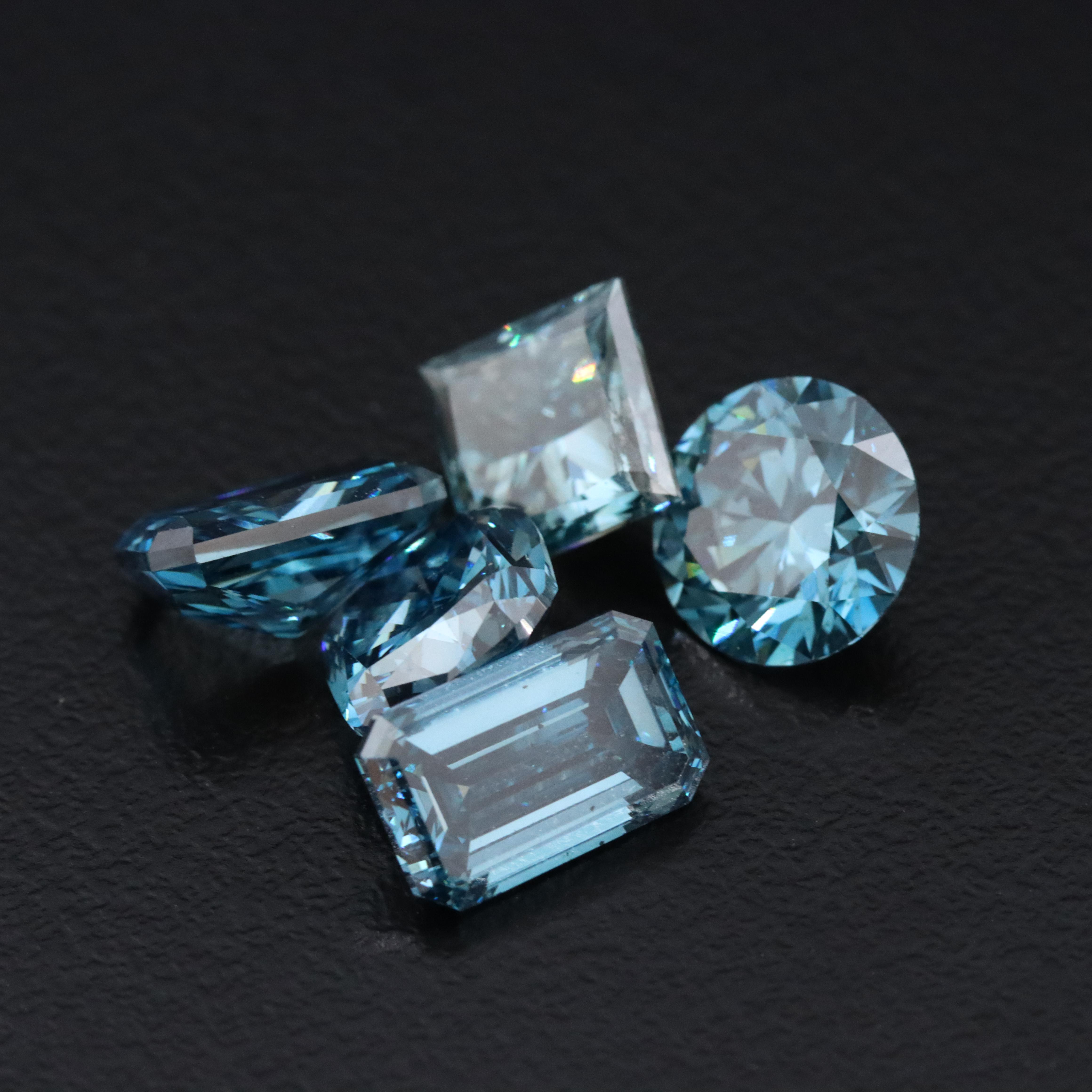 Loose 7.79 CTW Lab Grown Fancy Blue Diamonds