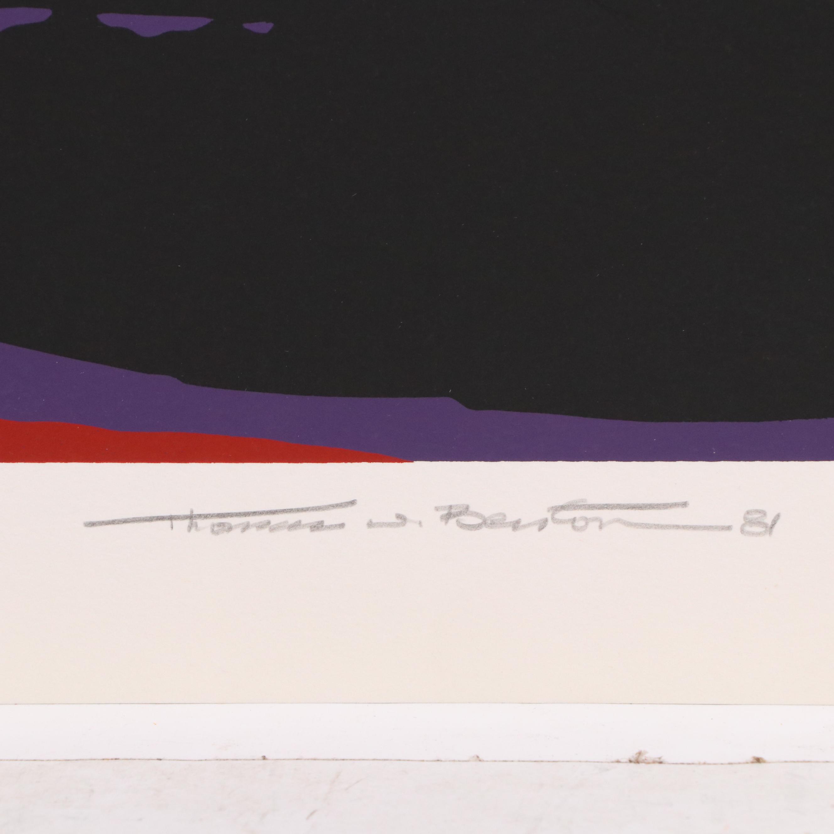 Thomas Whelan Benton Abstract Serigraph "Rainbow Mountain," 1981