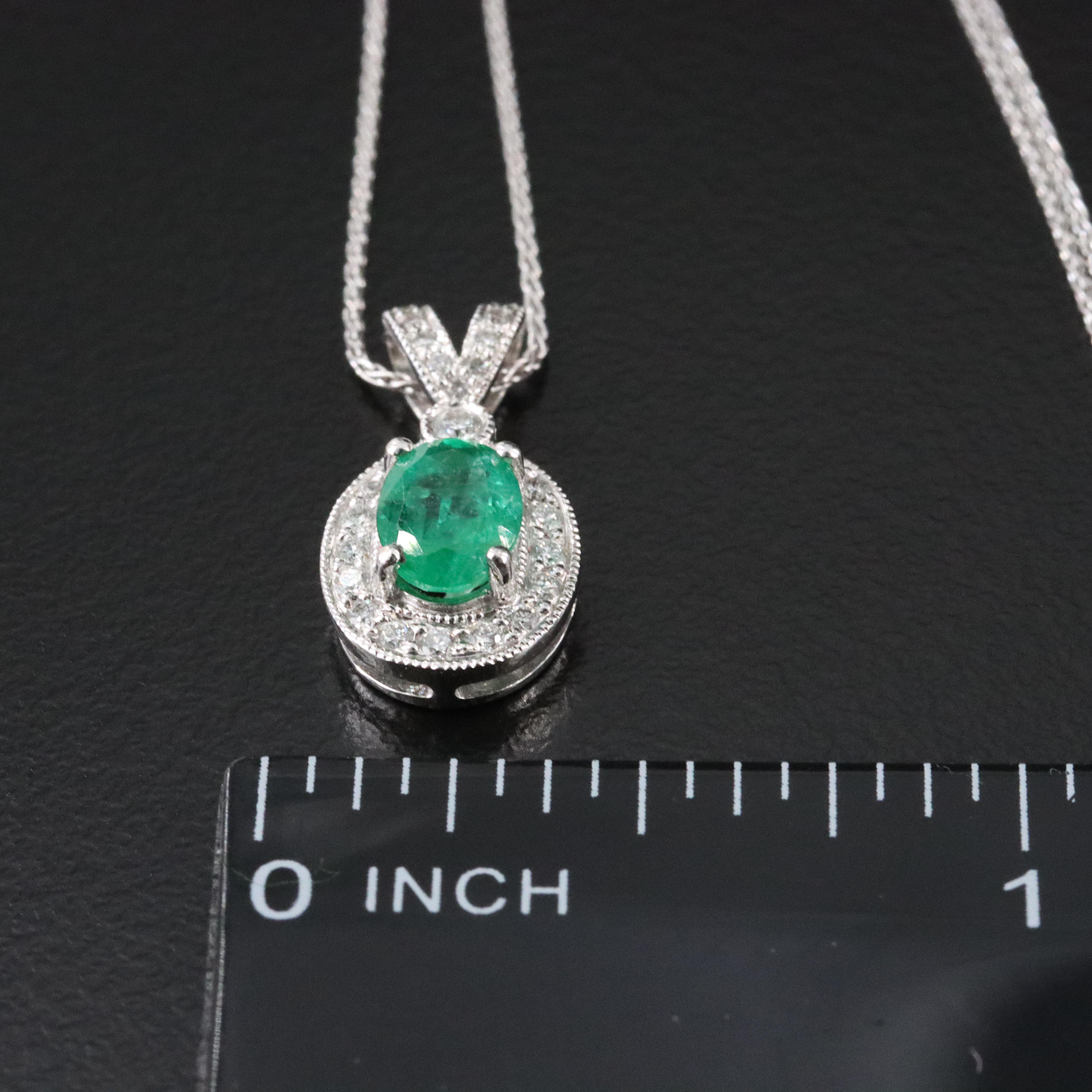 14K Emerald and Diamond Pendant Necklace