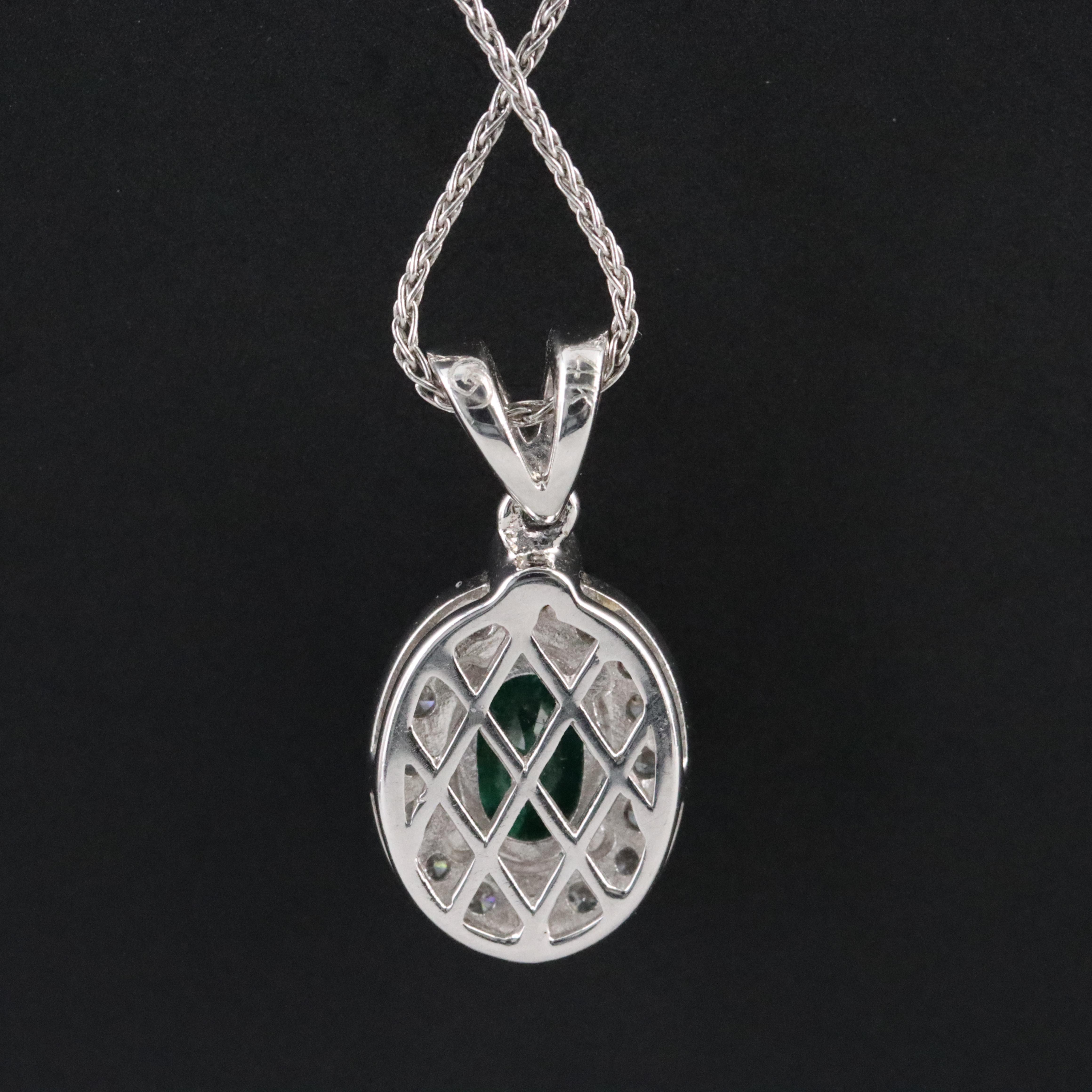 14K Emerald and Diamond Pendant Necklace