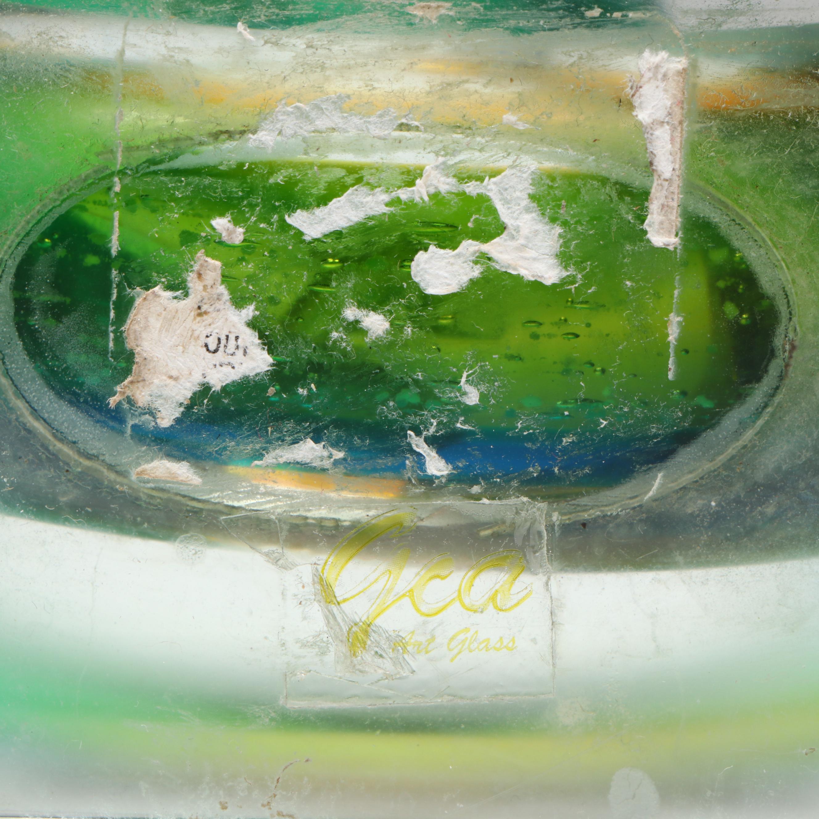 GCA Art Glass Murano Style Love Knot Glass Sculpture on Clear Glass Base