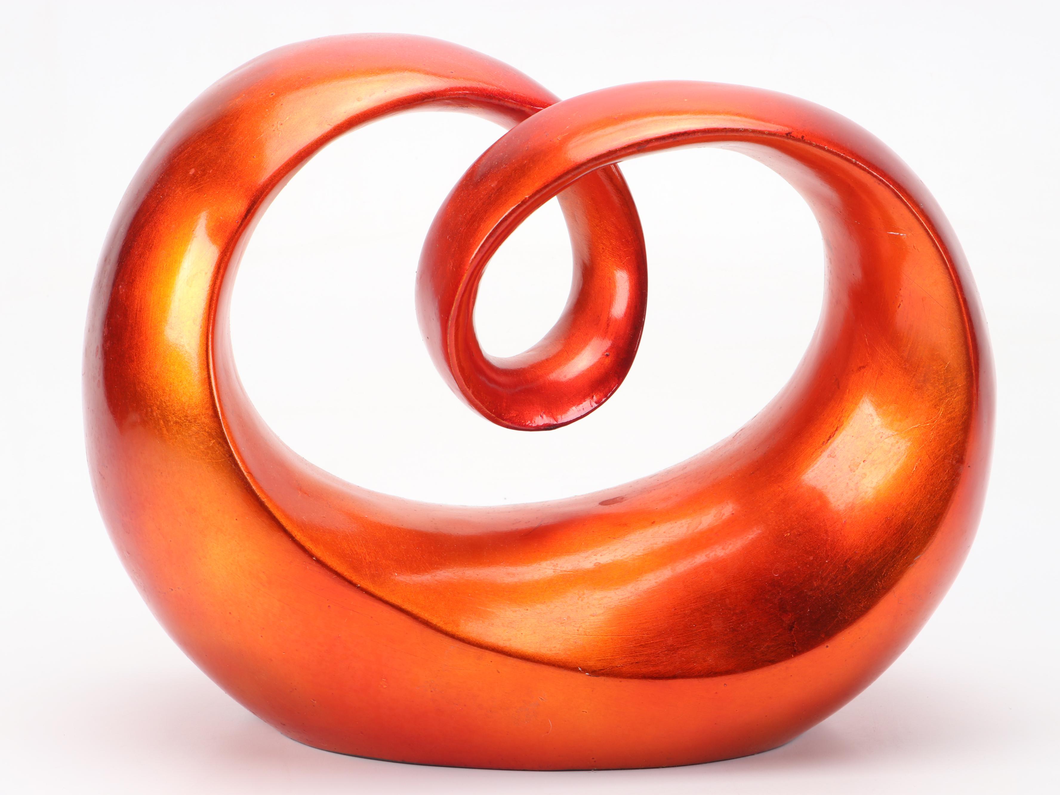 Orange Abstract Swirl Sculpture with Orange Crush Beehive Bottle