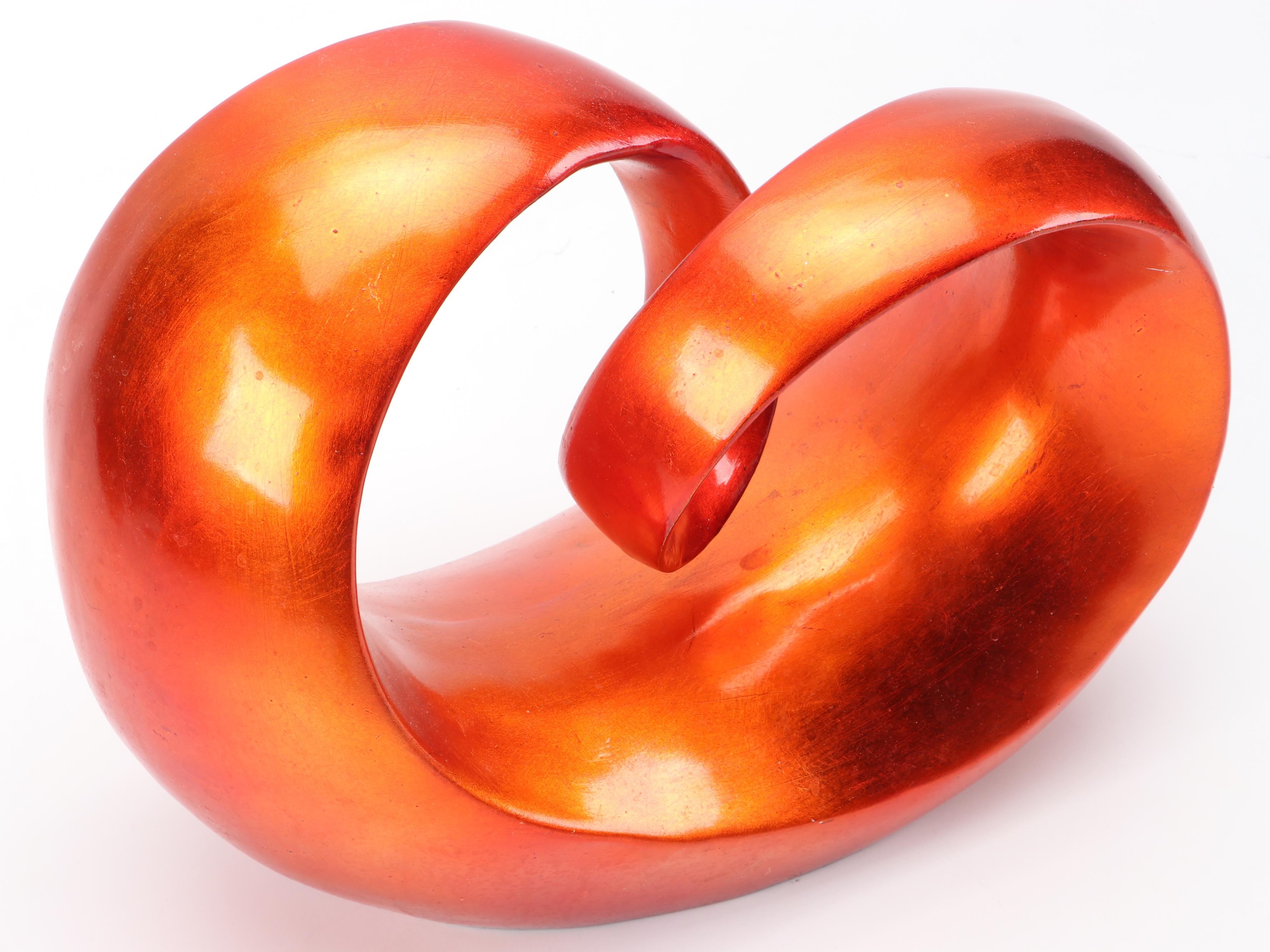 Orange Abstract Swirl Sculpture with Orange Crush Beehive Bottle