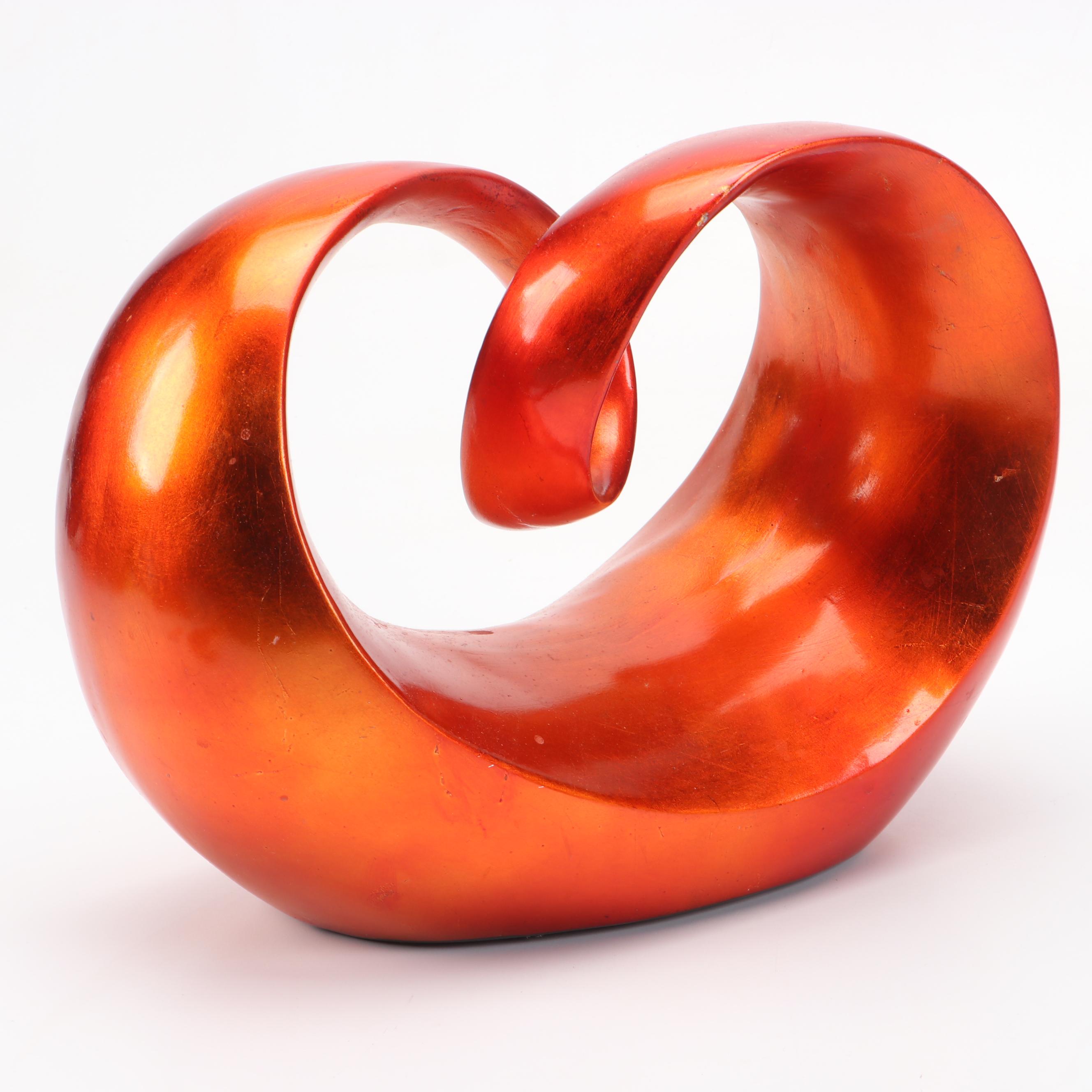 Orange Abstract Swirl Sculpture with Orange Crush Beehive Bottle