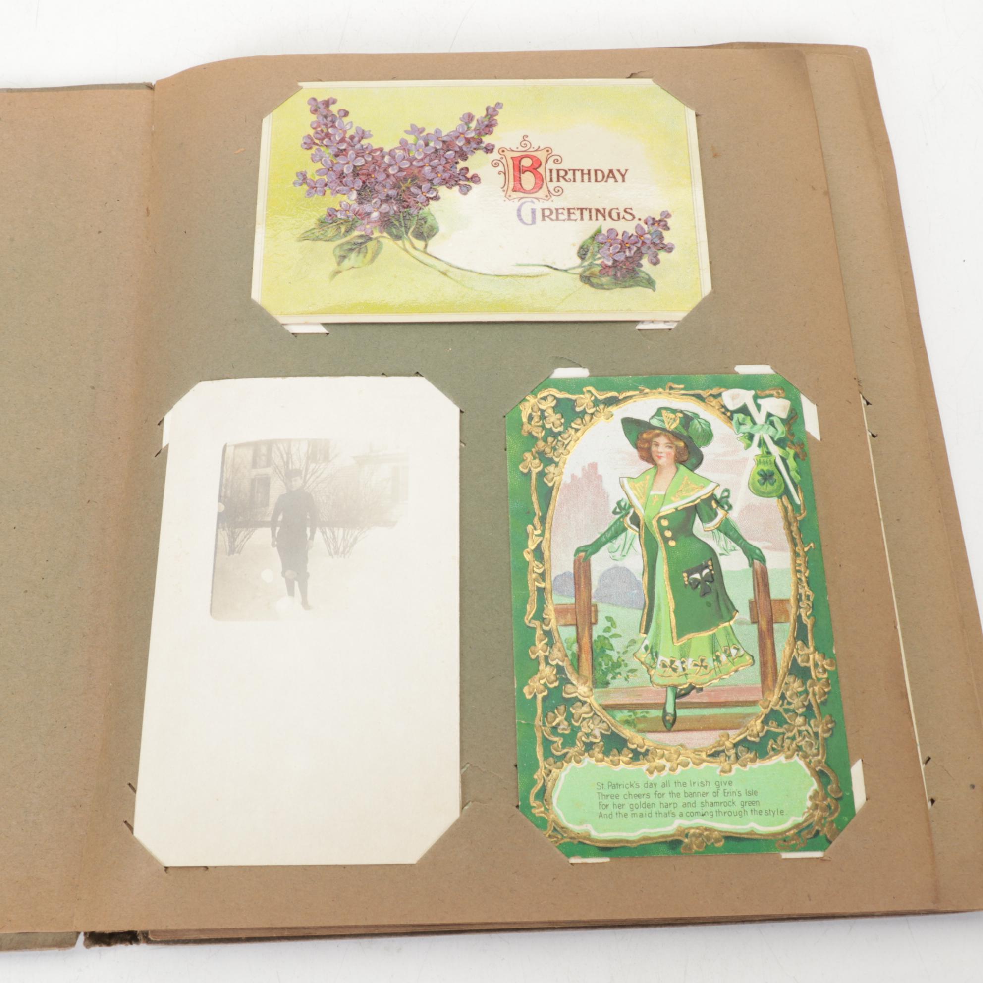 Victorian Scrapbook of Postcards with Pop-Up Holiday Greeting Cards and More