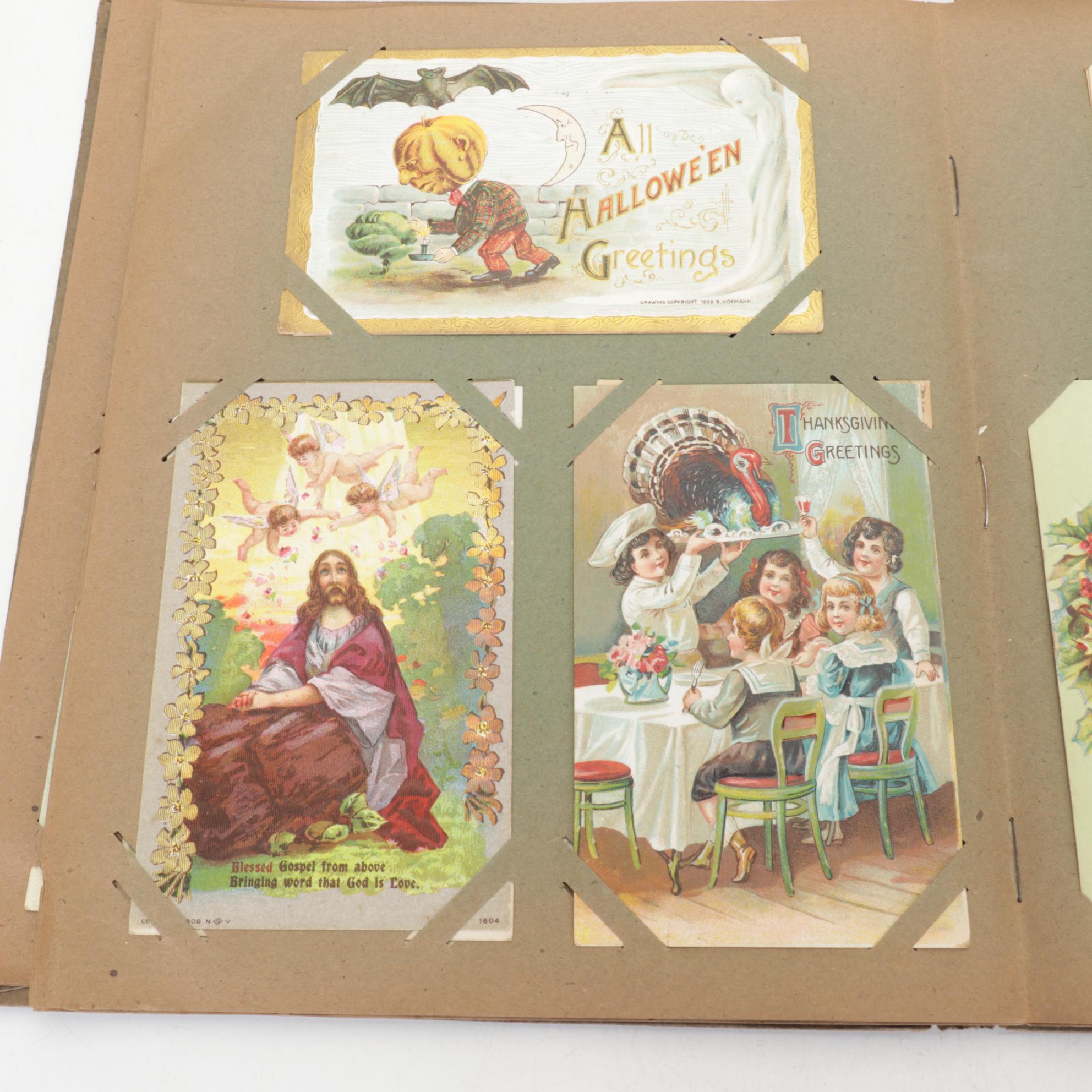 Victorian Scrapbook of Postcards with Pop-Up Holiday Greeting Cards and More