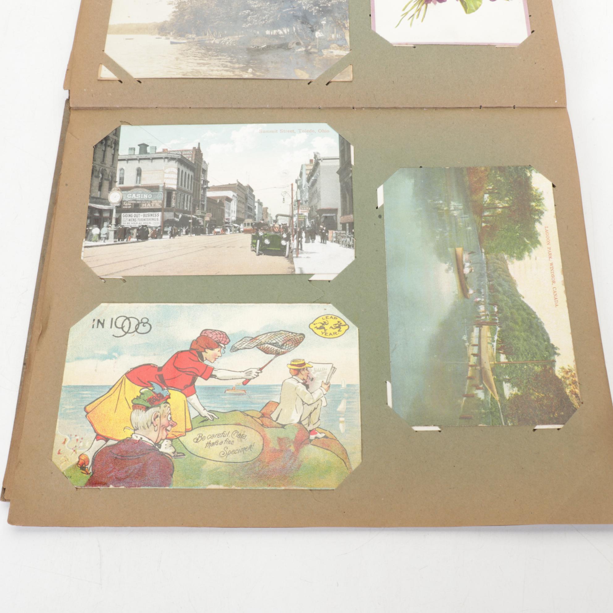 Victorian Scrapbook of Postcards with Pop-Up Holiday Greeting Cards and More