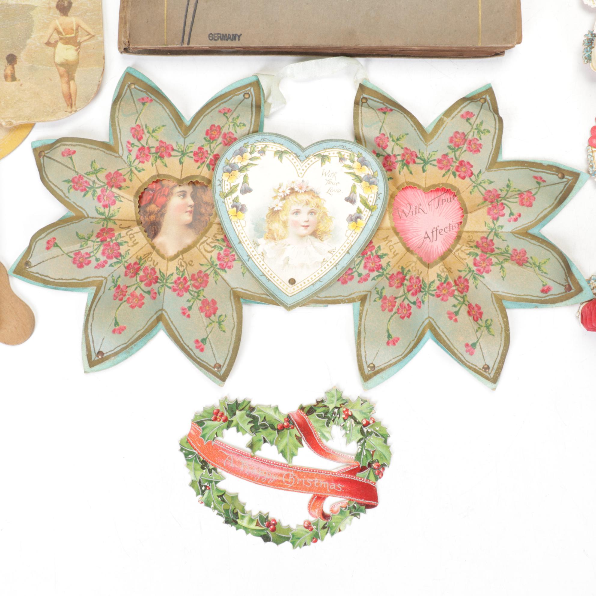 Victorian Scrapbook of Postcards with Pop-Up Holiday Greeting Cards and More