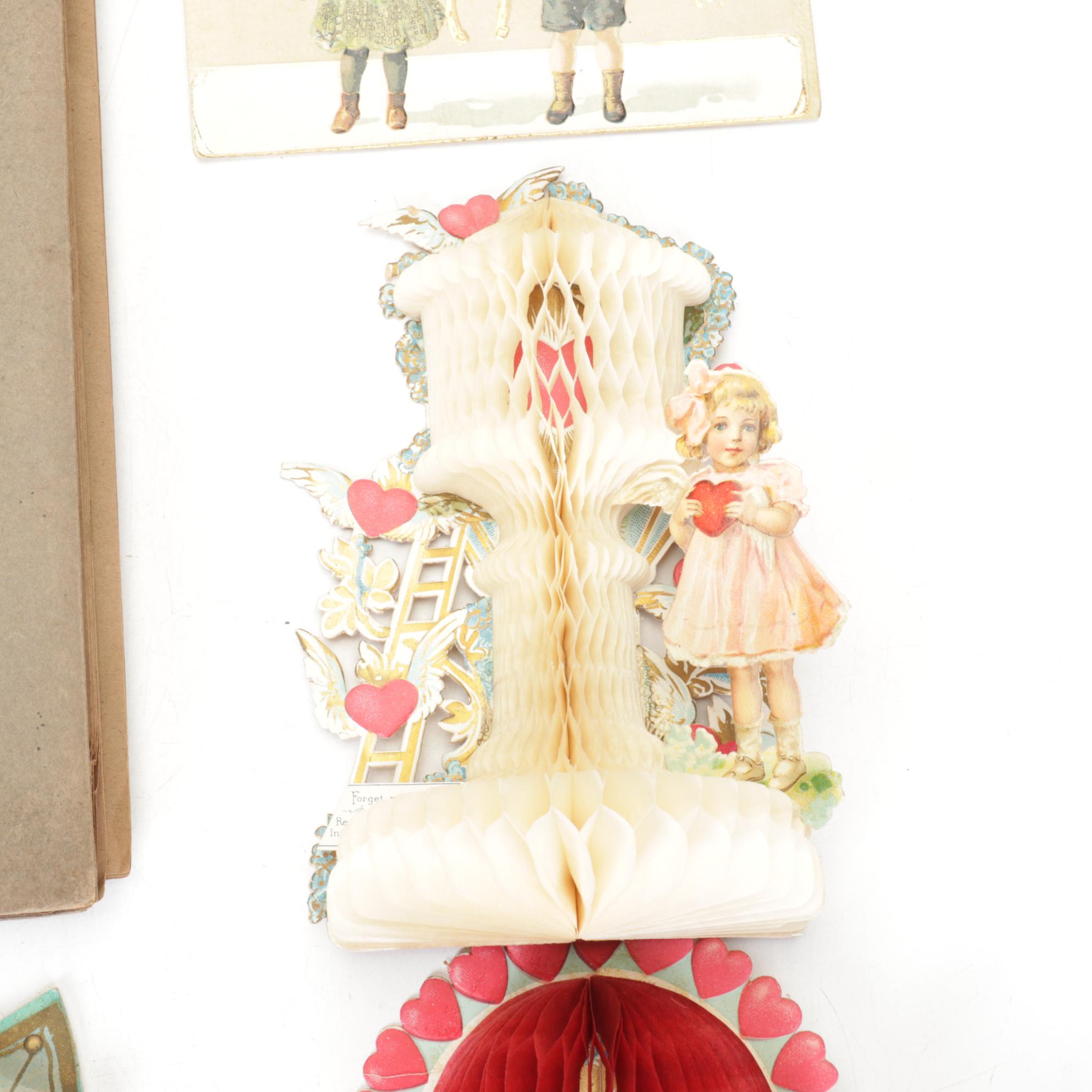 Victorian Scrapbook of Postcards with Pop-Up Holiday Greeting Cards and More