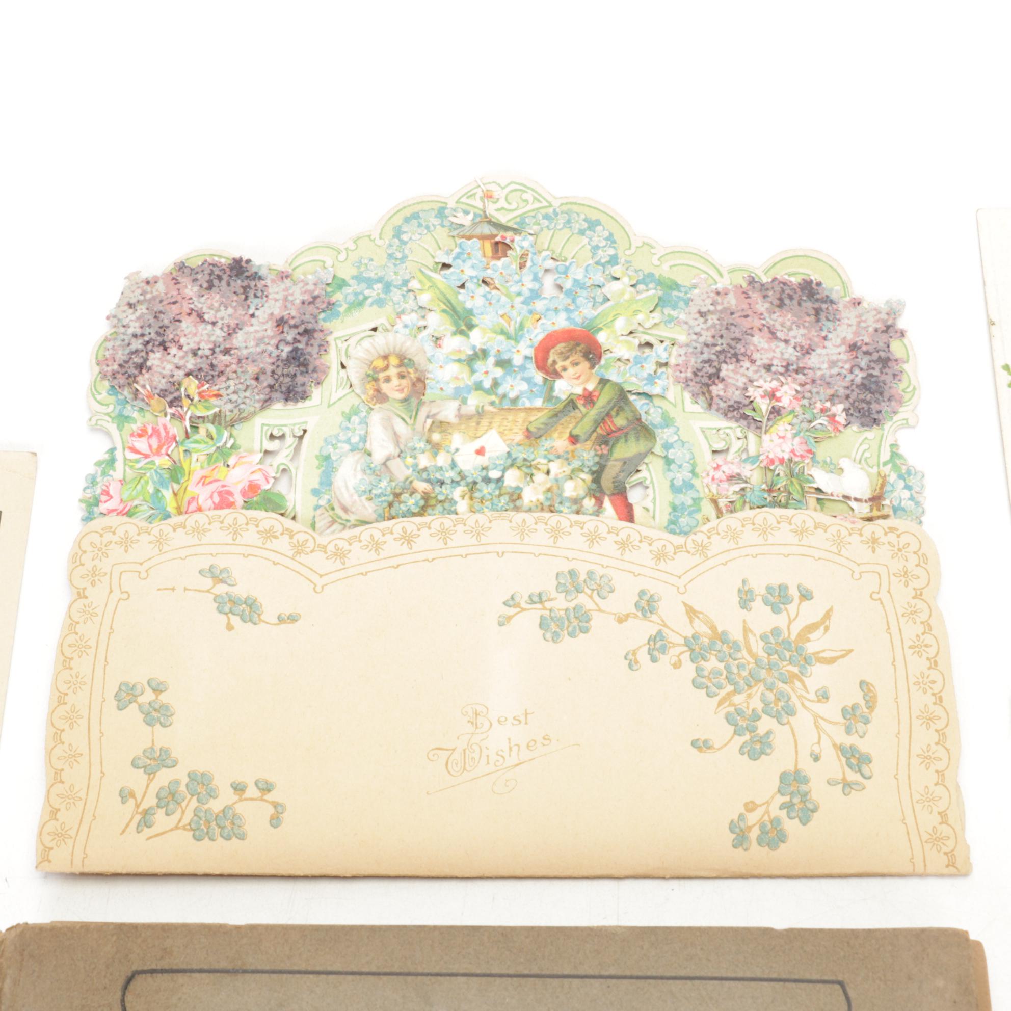 Victorian Scrapbook of Postcards with Pop-Up Holiday Greeting Cards and More
