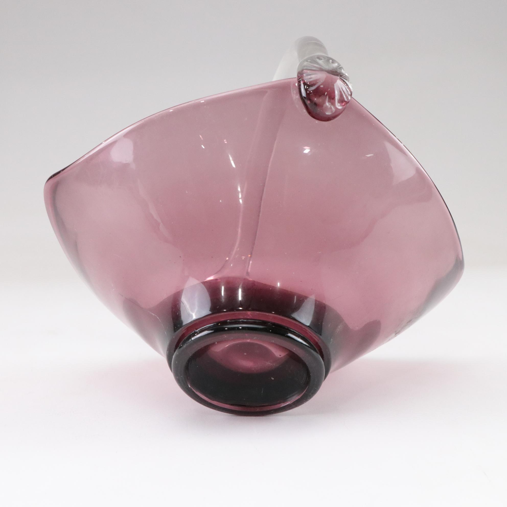 Viking Amethyst Glass Bud Vase & Basket with Embossed Heart Toothpick Holder