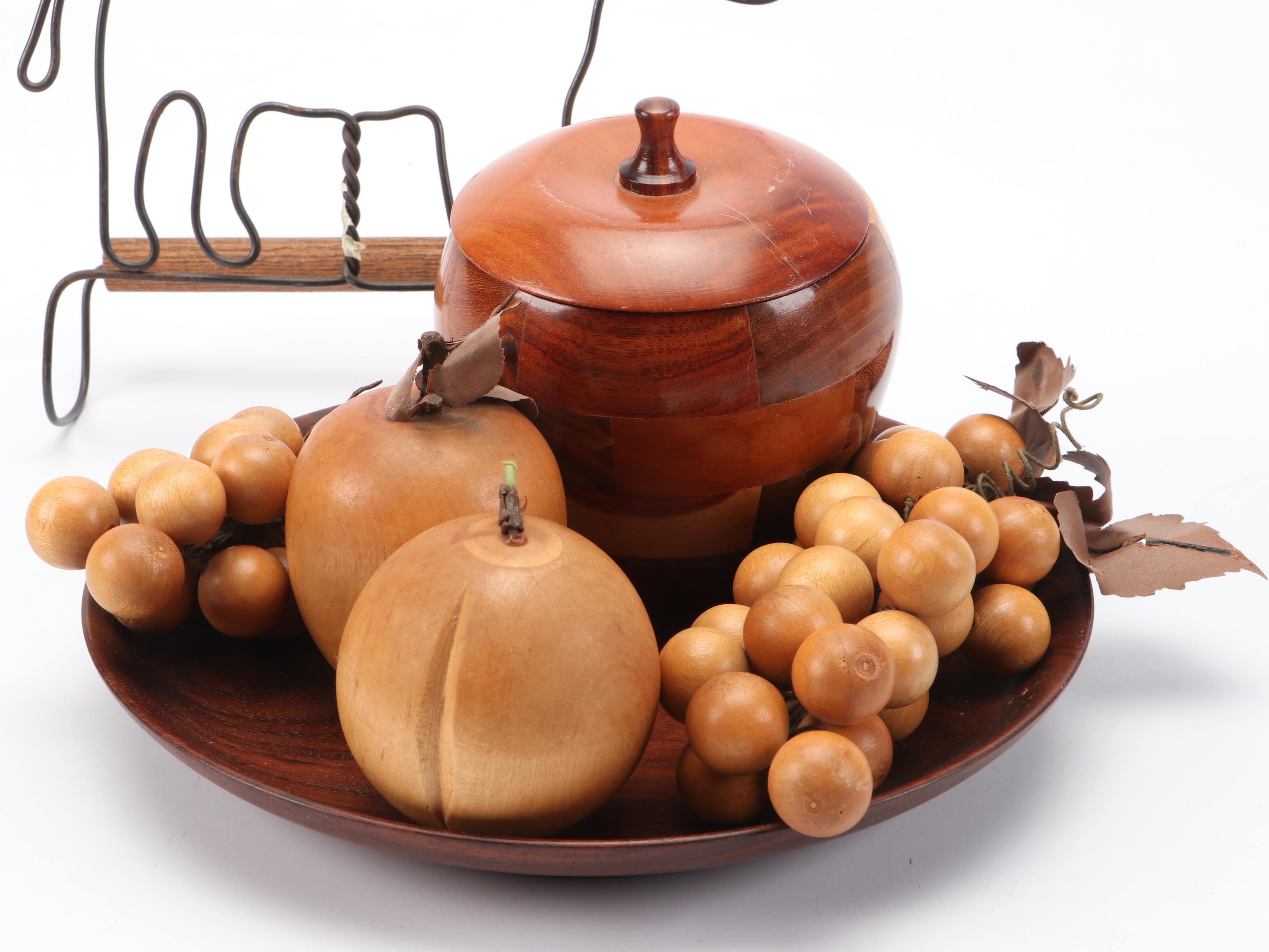 Treenware Apple Box with Other Wooden Fruit and Décor