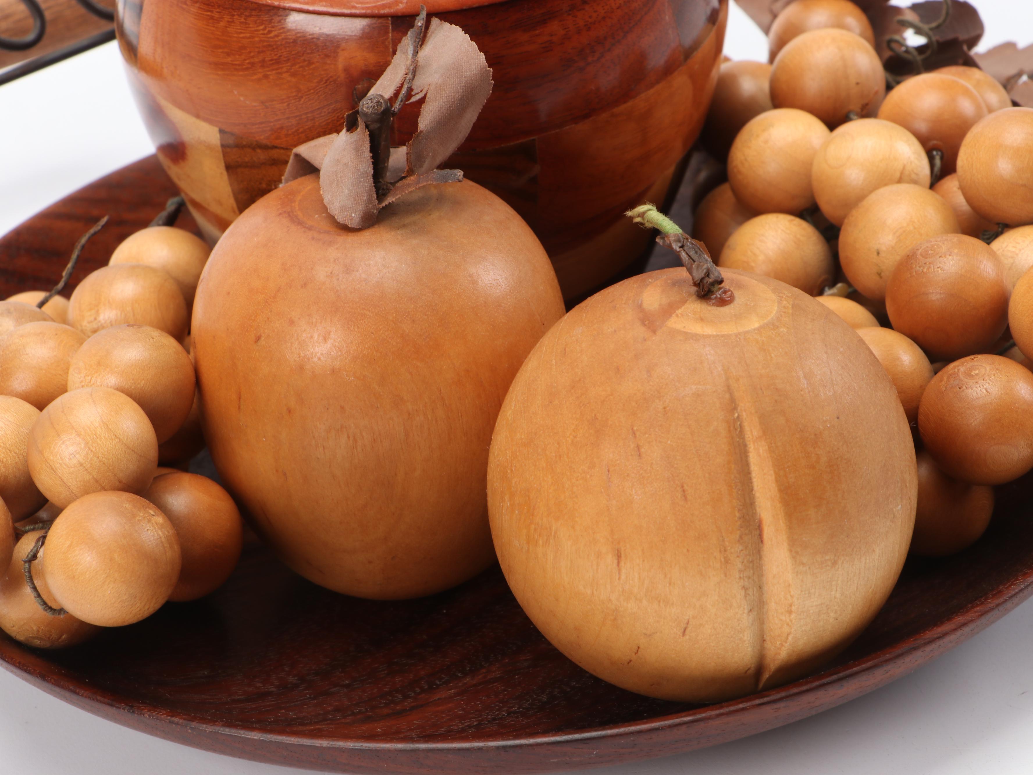 Treenware Apple Box with Other Wooden Fruit and Décor