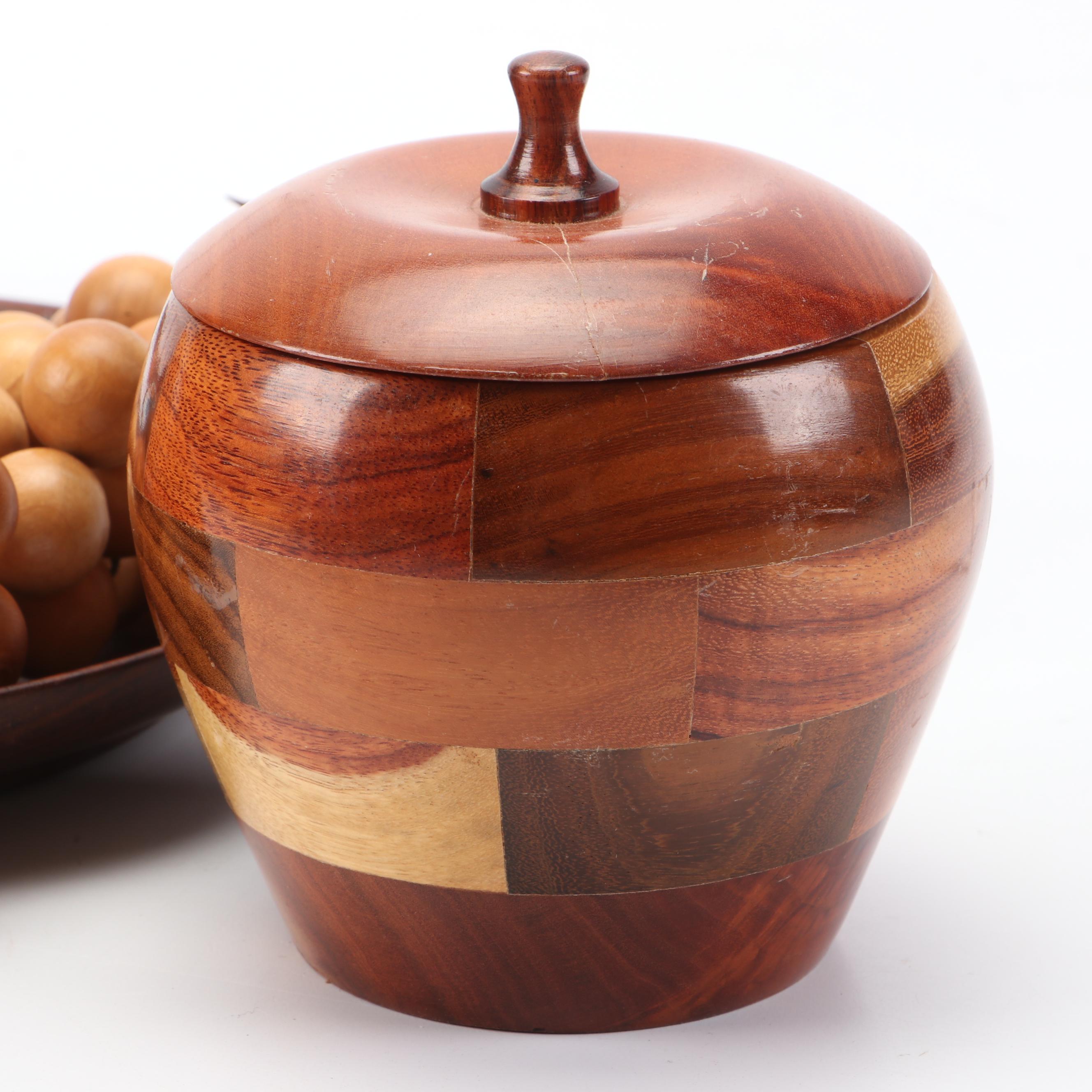 Treenware Apple Box with Other Wooden Fruit and Décor