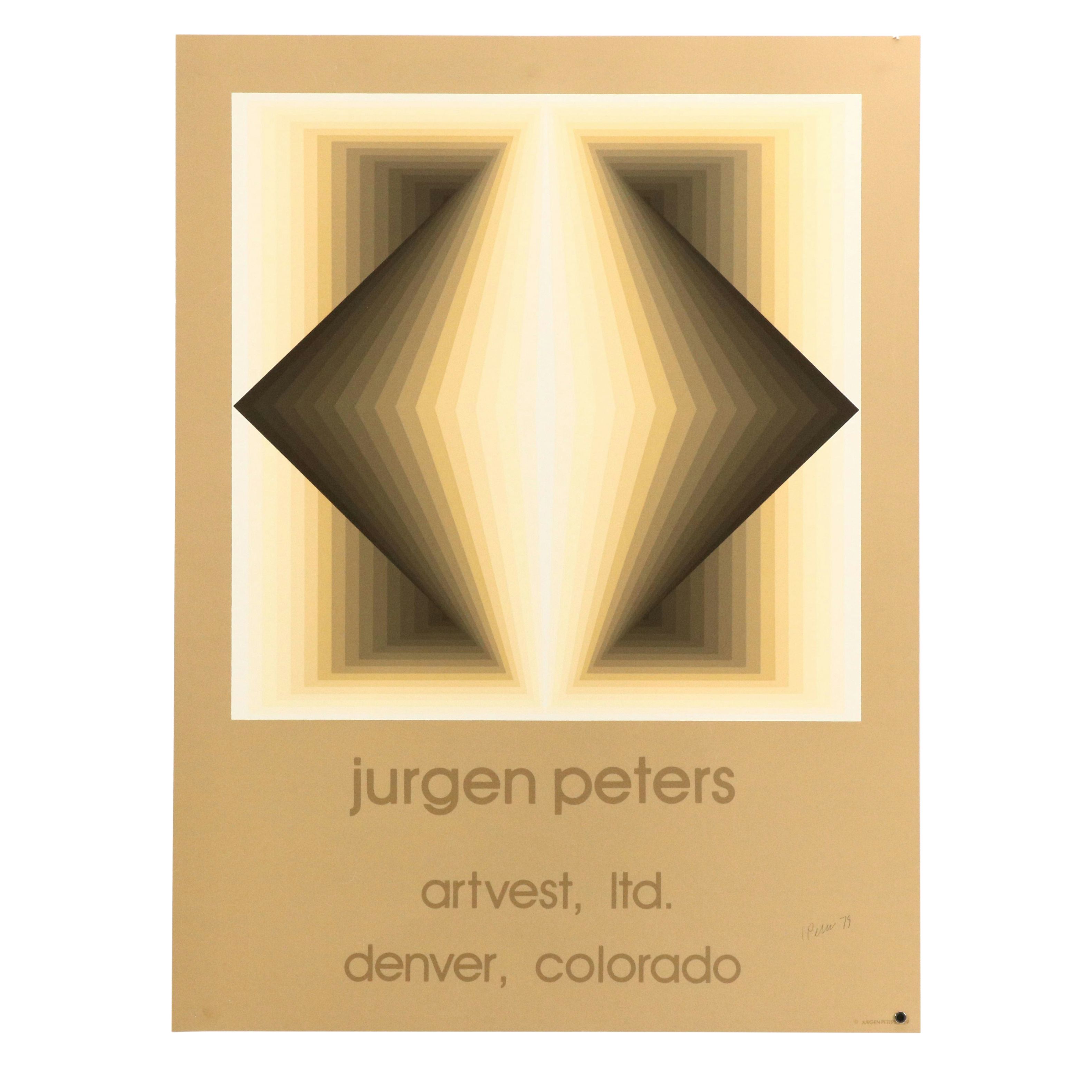 Jürgen Peters Op Art Serigraph Exhibition Poster Featuring "Topez," 1979