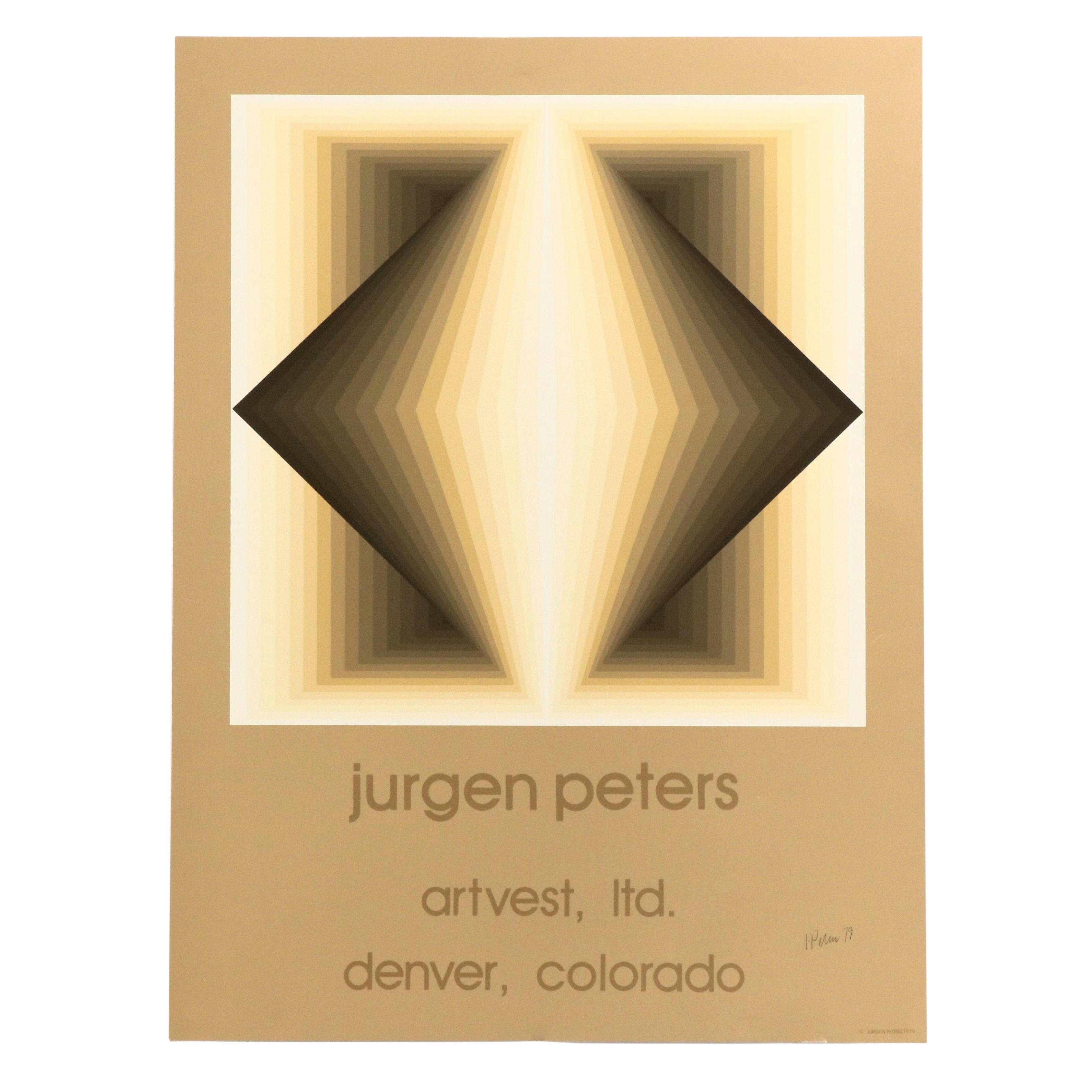 Jürgen Peters Op Art Serigraph Exhibition Poster Featuring "Topez," 1979