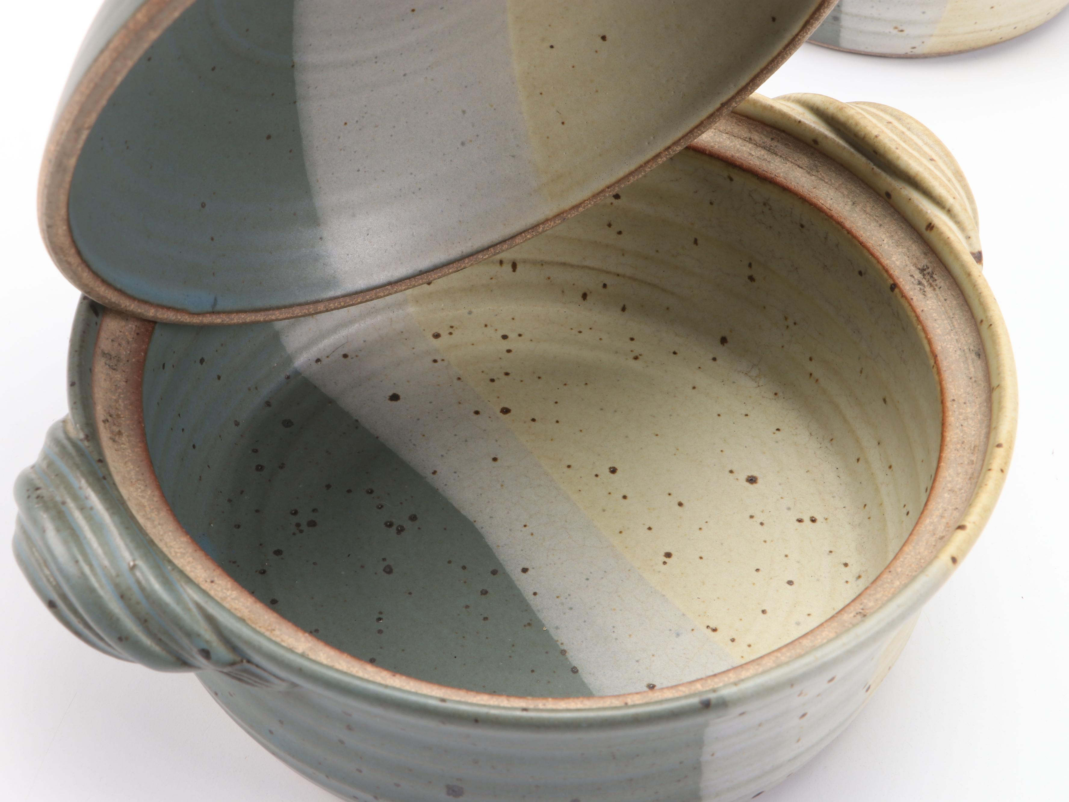 Blanket Creek Ceramic Mugs with Artist Signed Flower Frog and Art Pottery Mugs