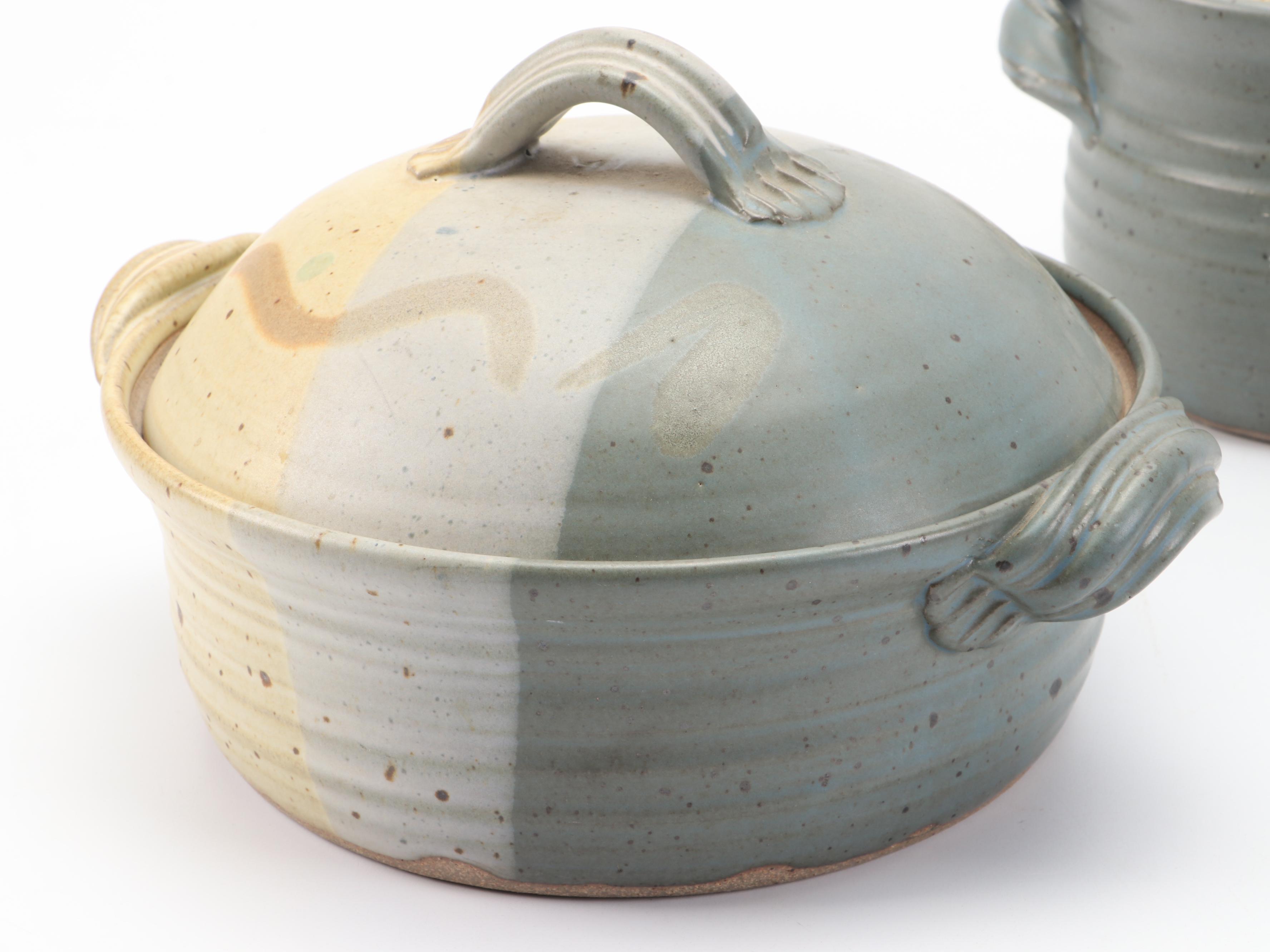 Blanket Creek Ceramic Mugs with Artist Signed Flower Frog and Art Pottery Mugs