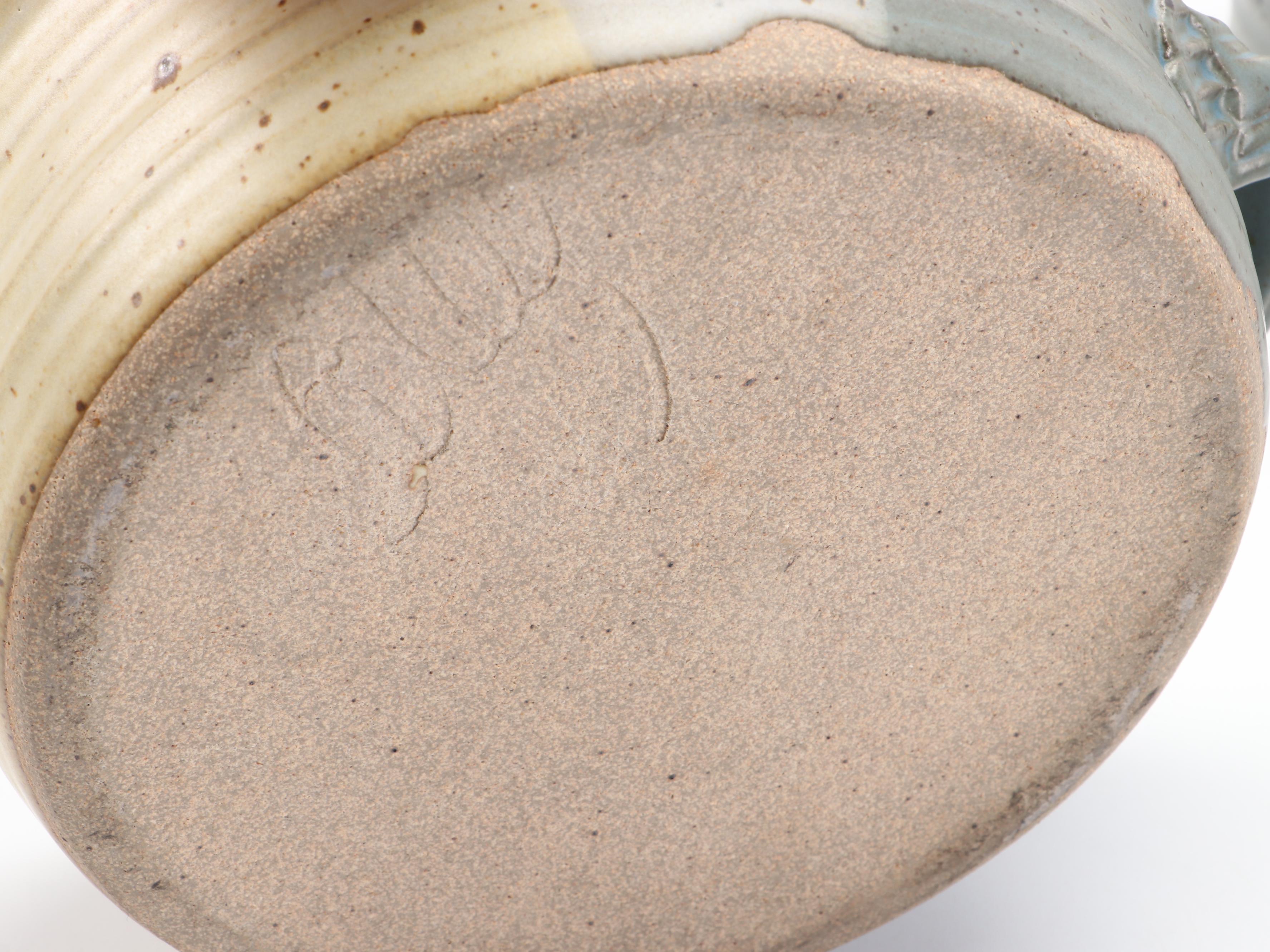 Blanket Creek Ceramic Mugs with Artist Signed Flower Frog and Art Pottery Mugs